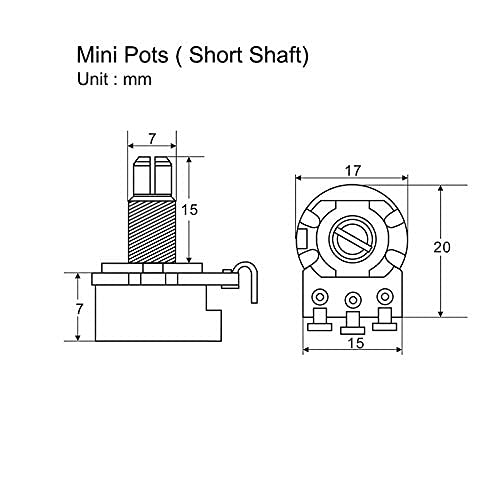 IKN 10-Pack A500K Knurled Split Shaft Potentiometers - Small Size Guitar Pots with Audio Taper for Electric Guitar Tone Control & DIY Audio Projects