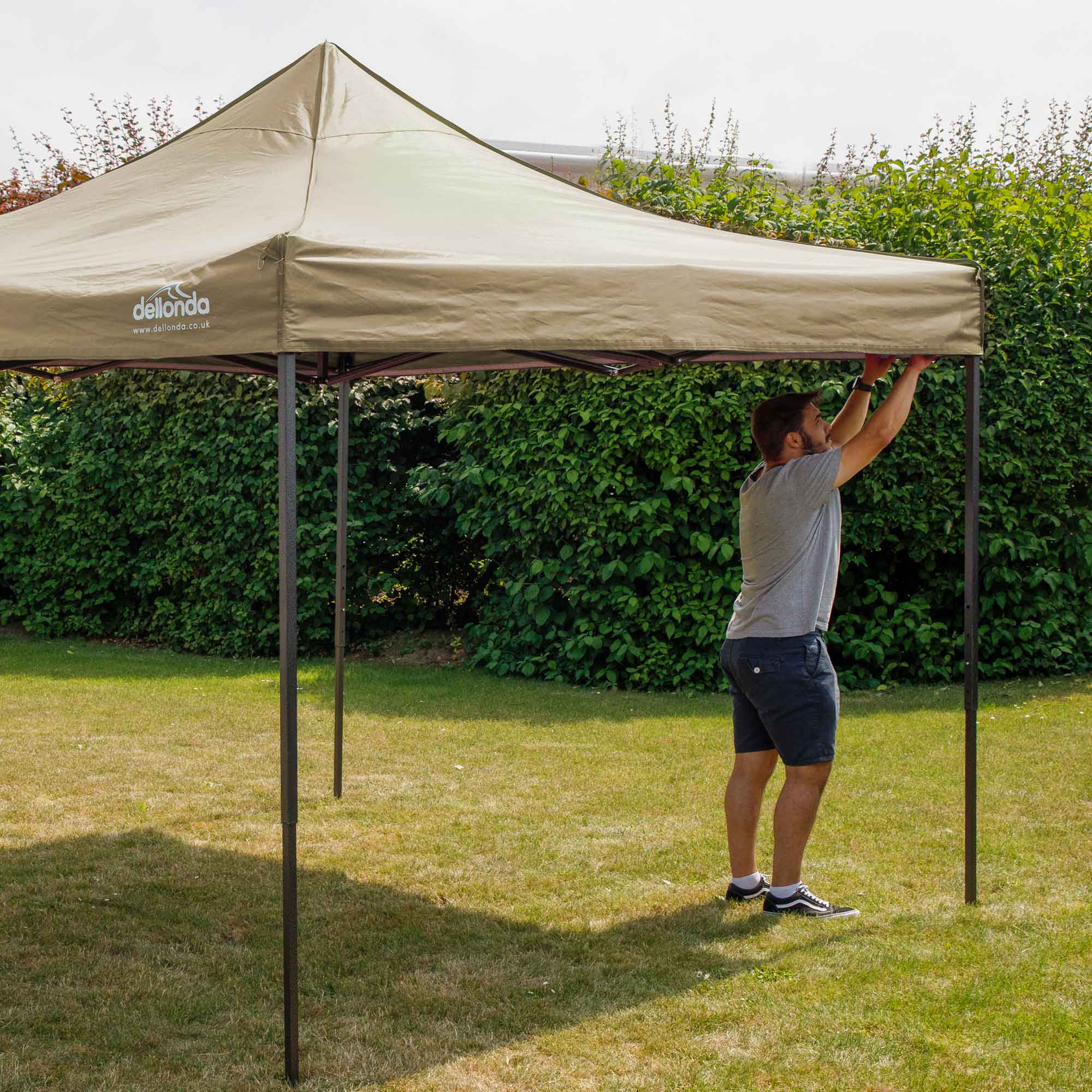 Premium 3x3m Pop Up Gazebo with Side Walls - Water Resistant, Portable with Carry Bag - Includes Stakes & Weight Bags - Beige (DG164) - Perfect for Camping, Backyard Parties, and Outdoor Events