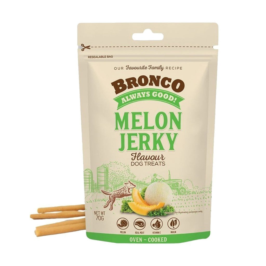 Bronco Jerky Dog Treats - 70g Healthy Snacks for Dogs in 6 Delicious Flavors: Banana, Blueberry, Grilled Beef, Melon, Milk | Perfect for Training Rewards & Daily Treats