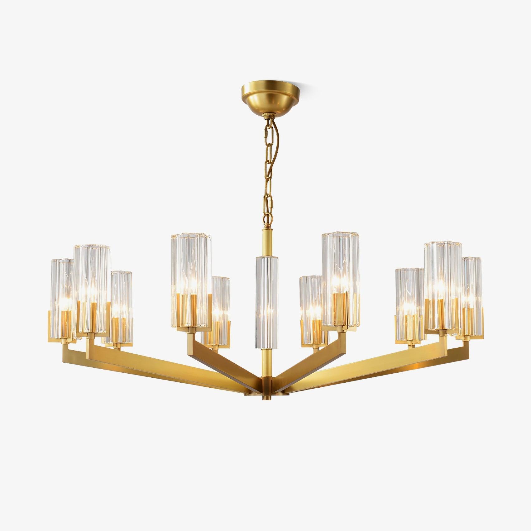 Kayla Brass Chandelier - Elegant Vintage Ceiling Light Fixture for Dining Room, Bedroom & Living Room Decor