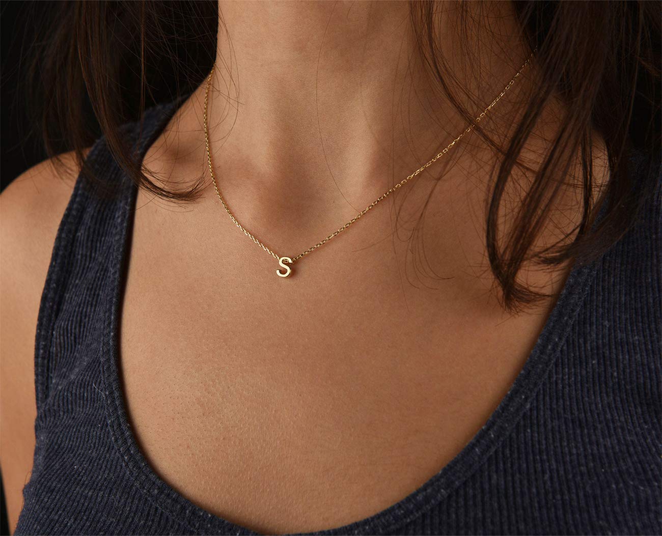 18K Gold Plated Small Initial Necklace - Stainless Steel Tiny Letter Monogram Name Necklace for Women - Perfect for Gifts, Anniversaries, and Everyday Wear