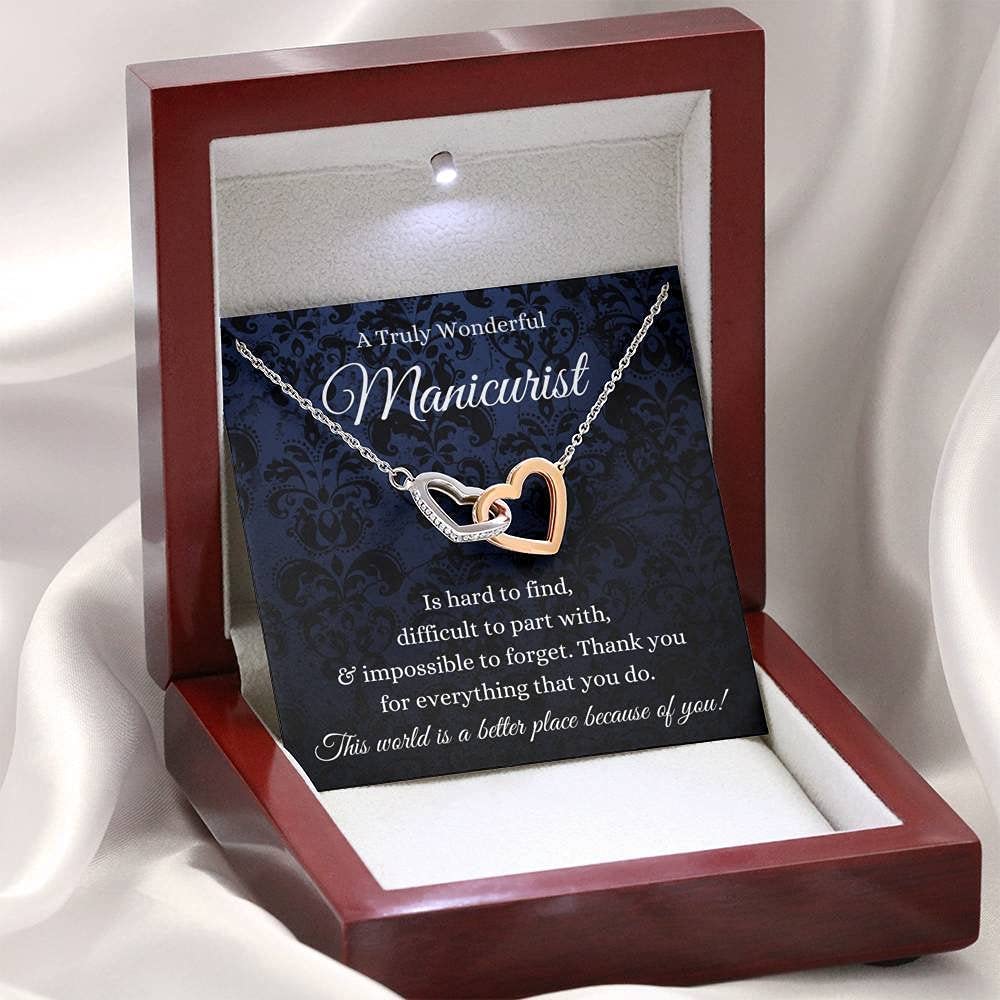 Personalized Interlocking Hearts Necklace - Unique Manicurist Gift for Christmas, Nail Technician & Artist | Perfect Nail Salon Appreciation Present for Special Occasions