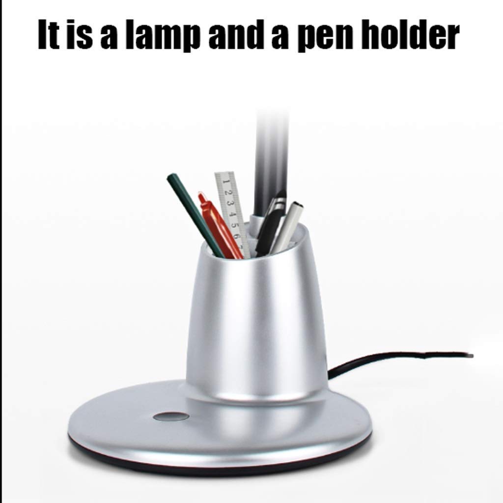 Eye Protection Desk Lamp with Anti-Blue Light & No Strobe - 3-Level Dimming LED Reading Light, Adjustable Gooseneck Design with Pen Holder - Perfect for Study, Office, and Bedside Use