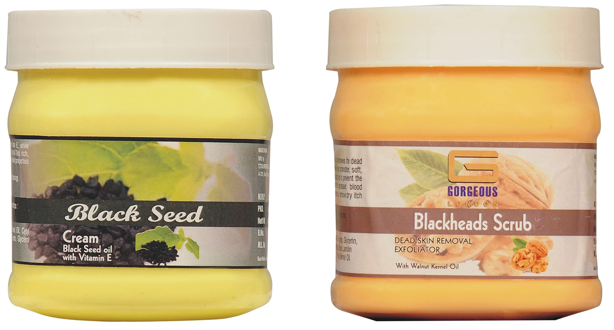 London Black Seed Cream & Blackhead Scrub Combo (2-Pack, 450g Each) - Deep Cleansing & Skin Brightening for Acne-Prone & Oily Skin