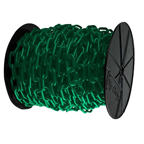 Heavy-Duty Plastic Barrier Chain Reel - 2-Inch Link Diameter, 100-Foot Length - Crowd Control & Safety Barrier for Events, Construction Sites & Parking Lots (Model 51154)