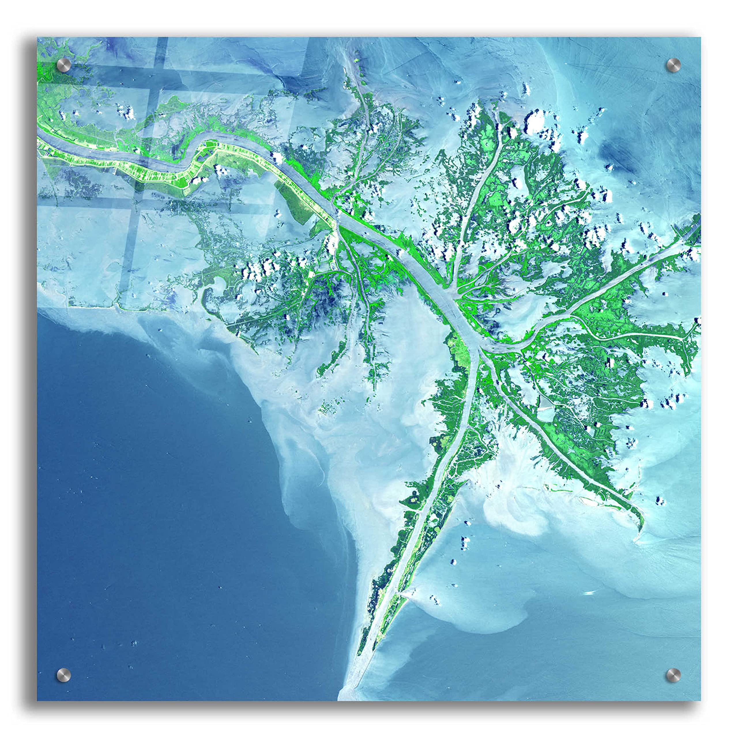 Epic Art 'Earth as Art: Mississippi River Delta' Acrylic Glass Wall Art - 24x24 Inch Modern Home Decor - Perfect for Living Room, Bedroom & Office Wall Decor