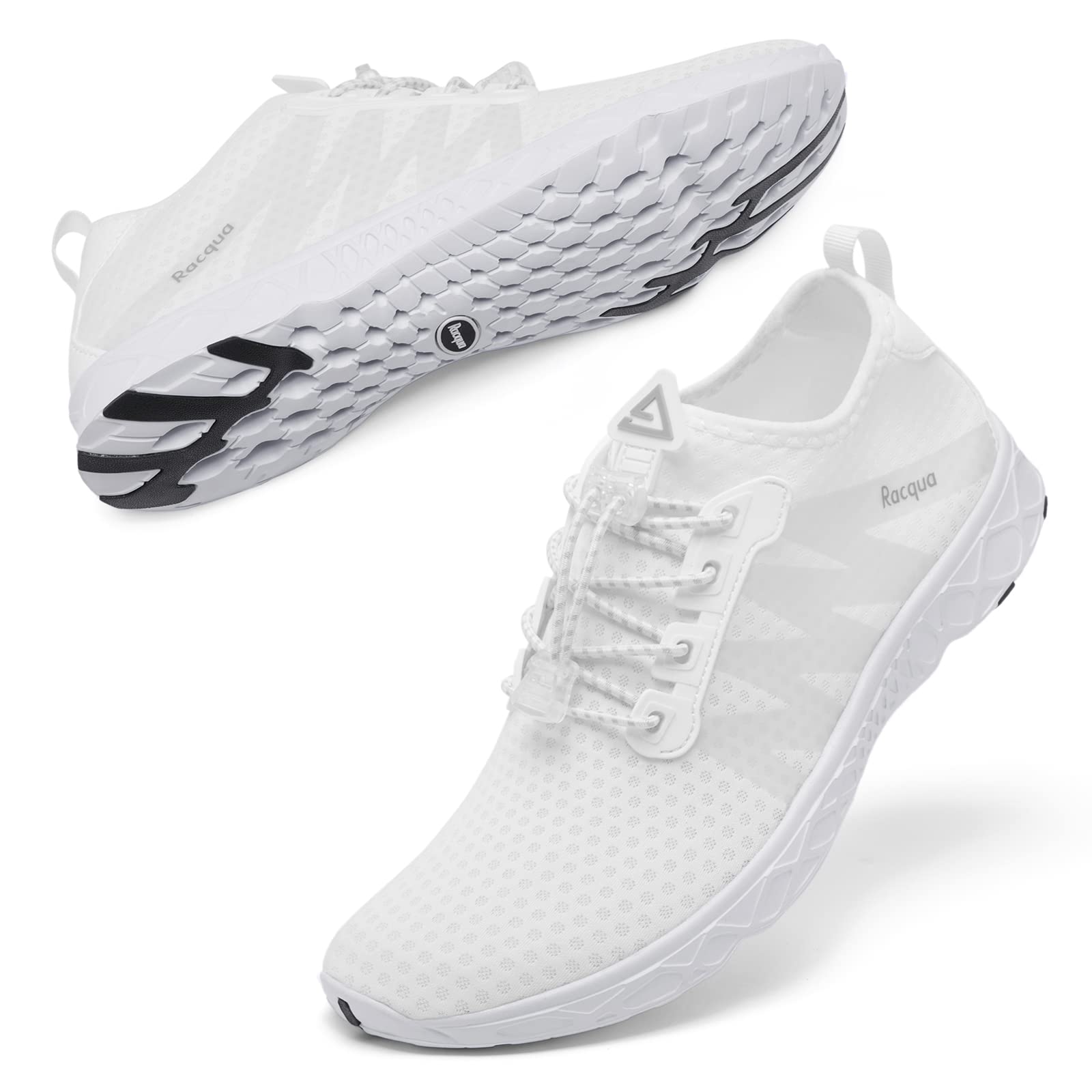 Racqua Women's & Men's Breathable Mesh Water Shoes - Lightweight Quick-Dry Aqua Shoes for Beach, Pool, Surfing & Water Sports