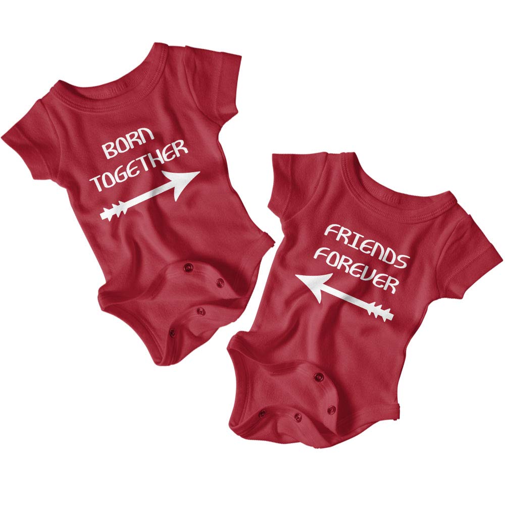 Born Together, Friends Forever Unisex Matching Onesies Set - Perfect for Twin Babies, Siblings, or Best Friends (Newborn & Toddler)