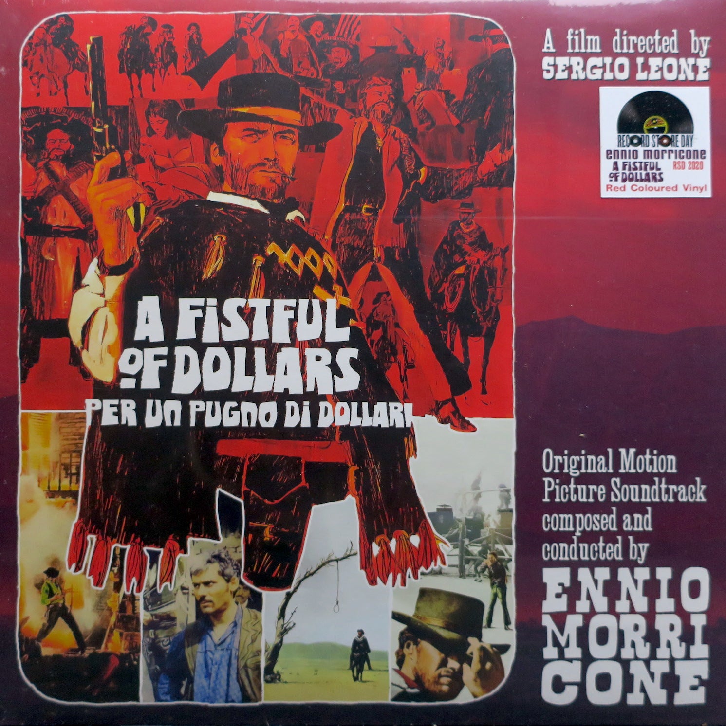 Ennio Morricone A Fistful of Dollars Original Soundtrack - Limited Edition Red Vinyl LP Record | Western Movie Music for Collectors & Film Buffs | Perfect for Home Theater & Vinyl Enthusiasts