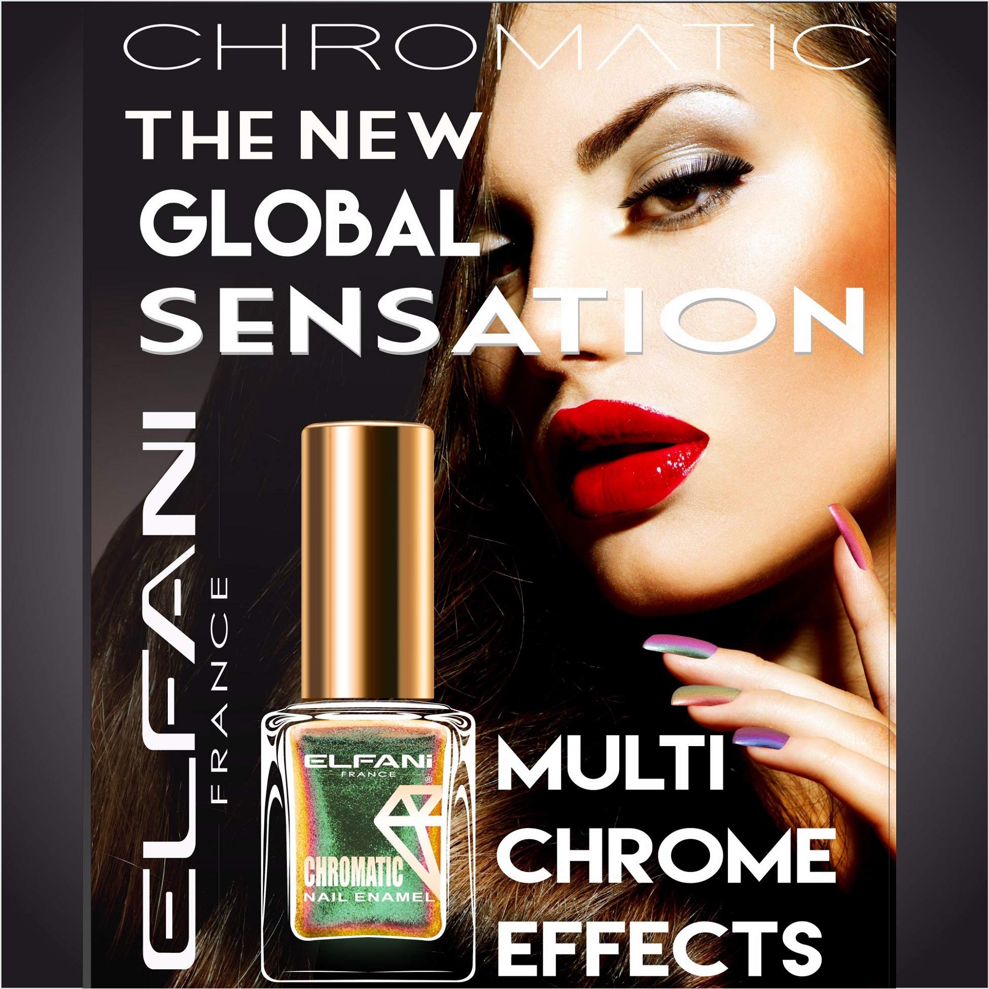 Elfani Multichrome Nail Polish - Gold & Sapphire for Party & Night Out