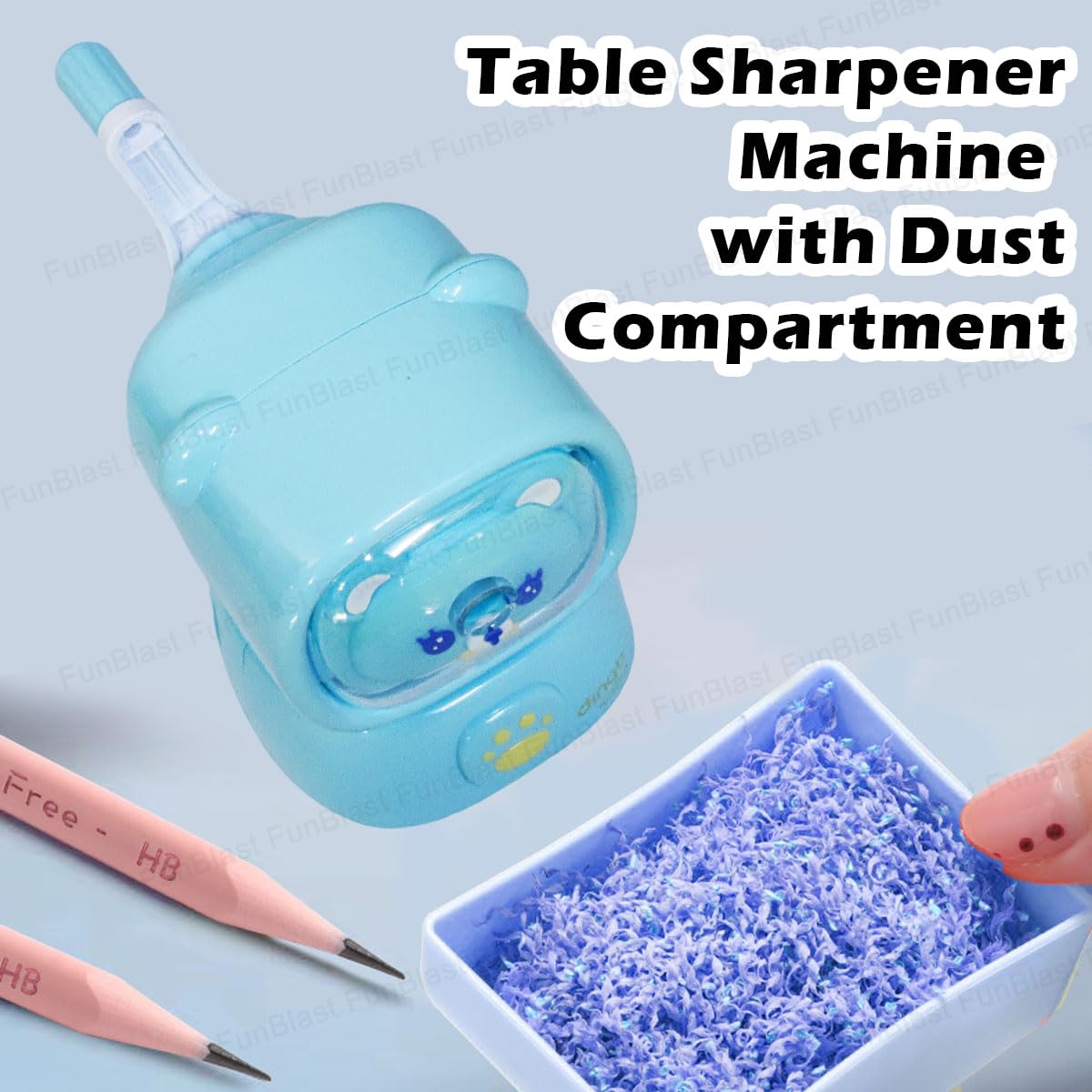 FunBlast Teddy Bear Pencil Sharpener - Cute Electric Tabletop Sharpener for Kids, School & Office Supplies - Perfect Birthday Gift & Return Gift (Sky Blue) - Ideal for Classrooms, Homework & Crafting