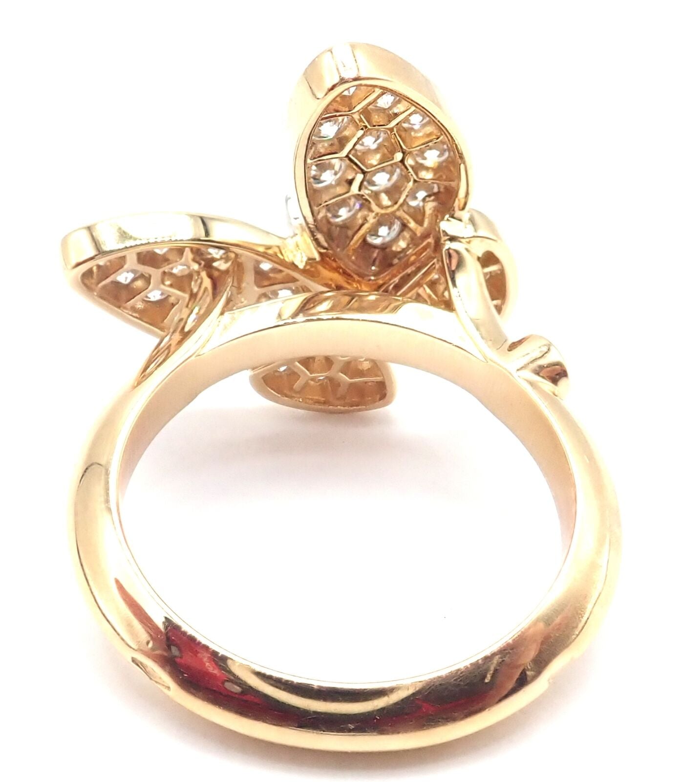 Authentic Van Cleef & Arpels 18k Yellow Gold Diamond Two Butterfly Ring with Certification - Luxury Jewelry Gift for Anniversary, Wedding & Special Occasions