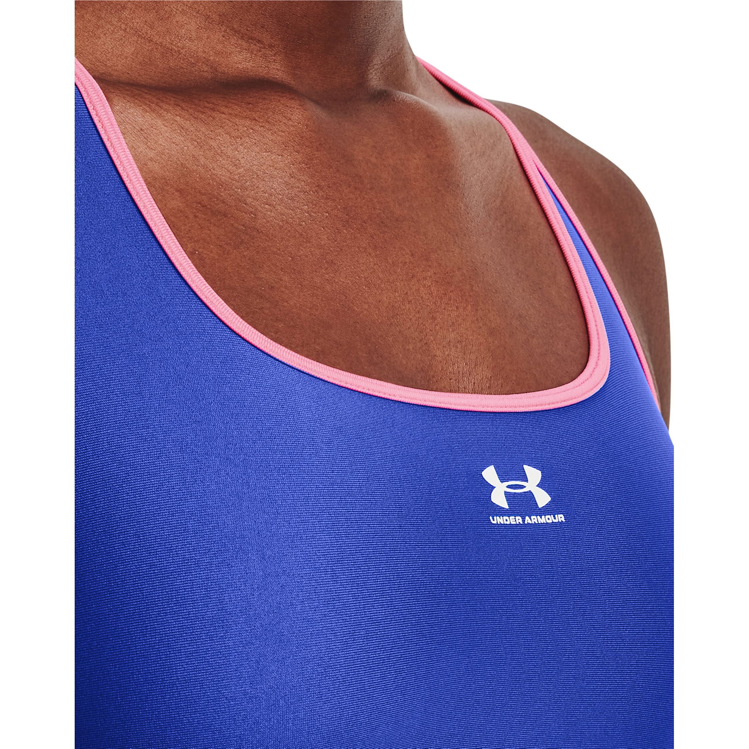 Under Armour Women's HeatGear Mid Padless Sports Bra - Moisture-Wicking Workout Top for Running, Yoga & Gym Training