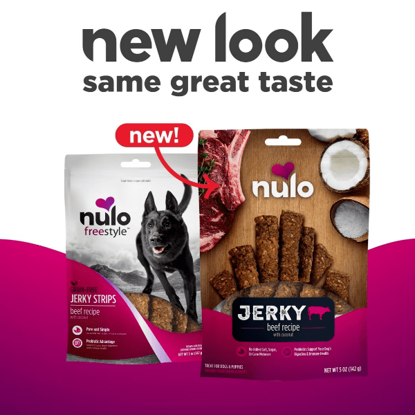 Nulo Freestyle Grain-Free Beef Recipe with Coconut Jerky Strips - Healthy Dog Treats for Training, Rewards & Dental Care - All Natural Soft Chews for Small, Medium & Large Dogs