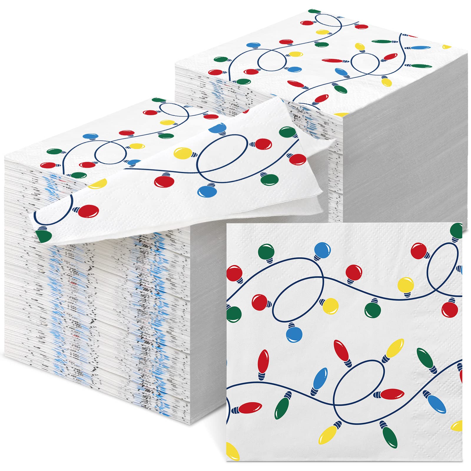 200 Pack Christmas Disposable Guest Hand Towels - 9.8x9.8 Inch Holiday Paper Napkins for Christmas Party, Home Decor, Kitchen & Bathroom - Festive Dinner, Gift Wrapping & Holiday Table Setting