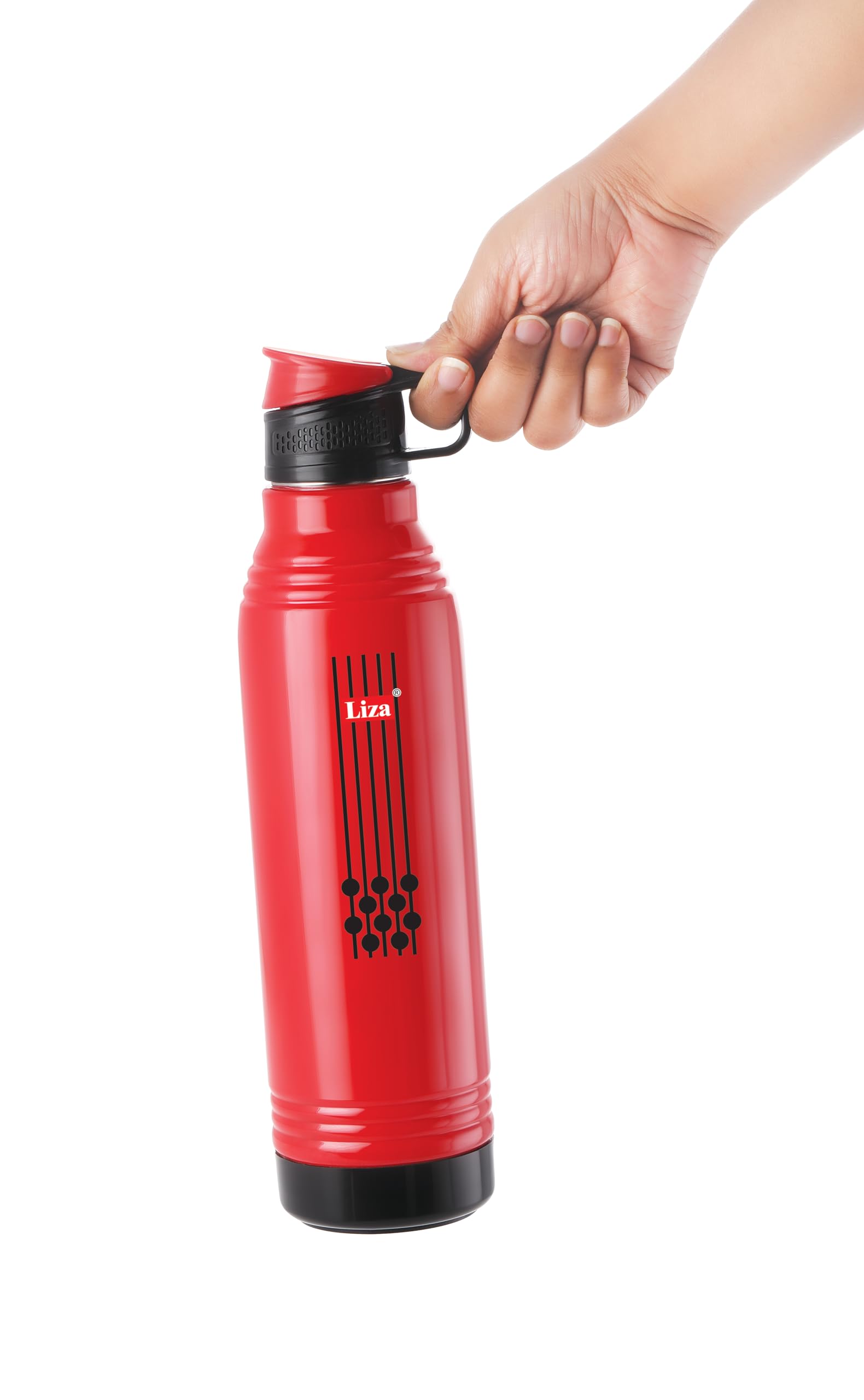 Liza Steel Smart Vacuum Insulated Stainless Steel Water Bottle 660ml - Leak Proof, Keeps Hot & Cold for 24 Hours - Perfect for Gym, Hiking, Office & Travel (Red)