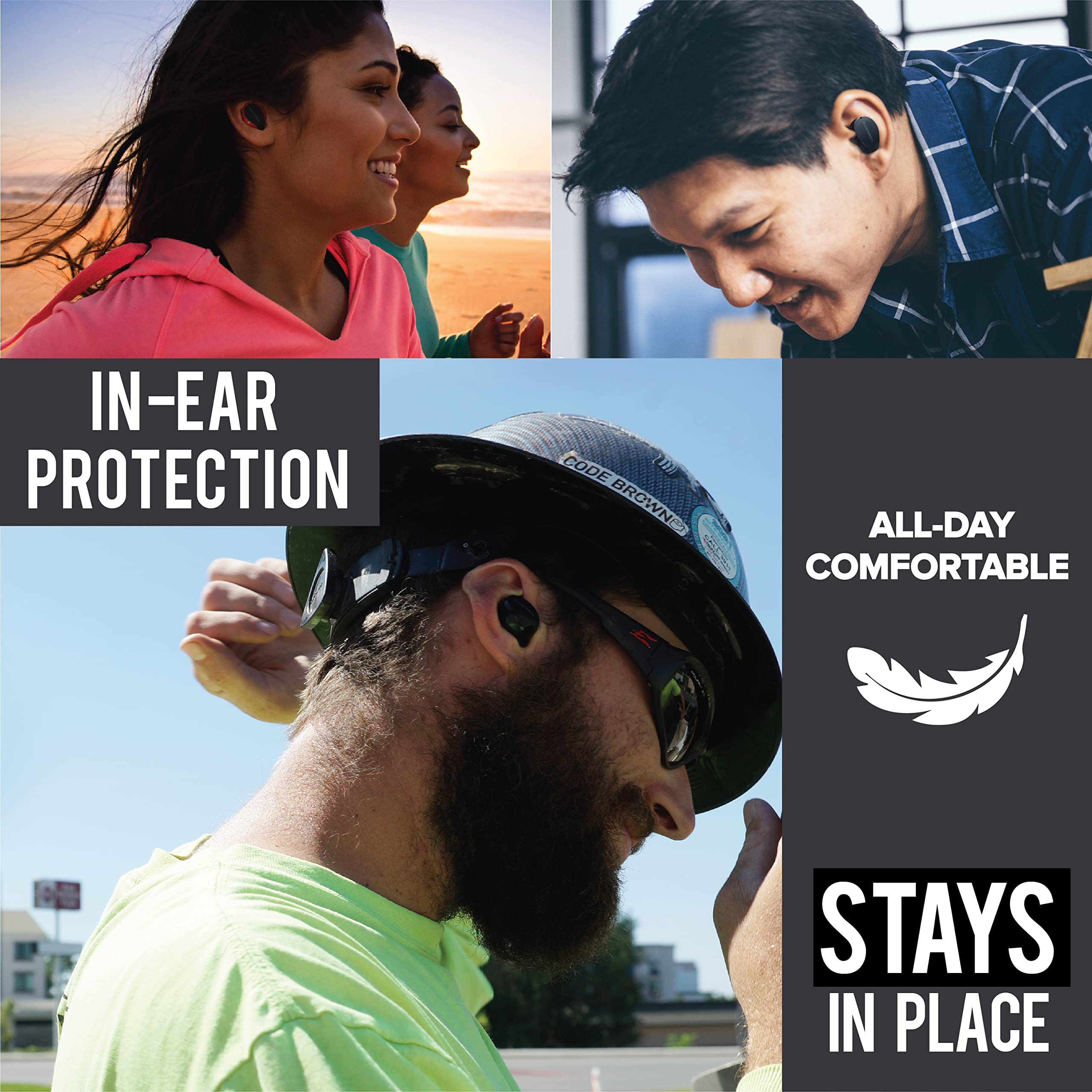 Plugfones Sovereign Duo True Wireless Bluetooth Earplug Headphones - 26dB Noise Reduction, OSHA Compliant Hearing Protection Earbuds with Sound Focused Mic for Construction, Shooting, Lawn Mowing & Industrial Work
