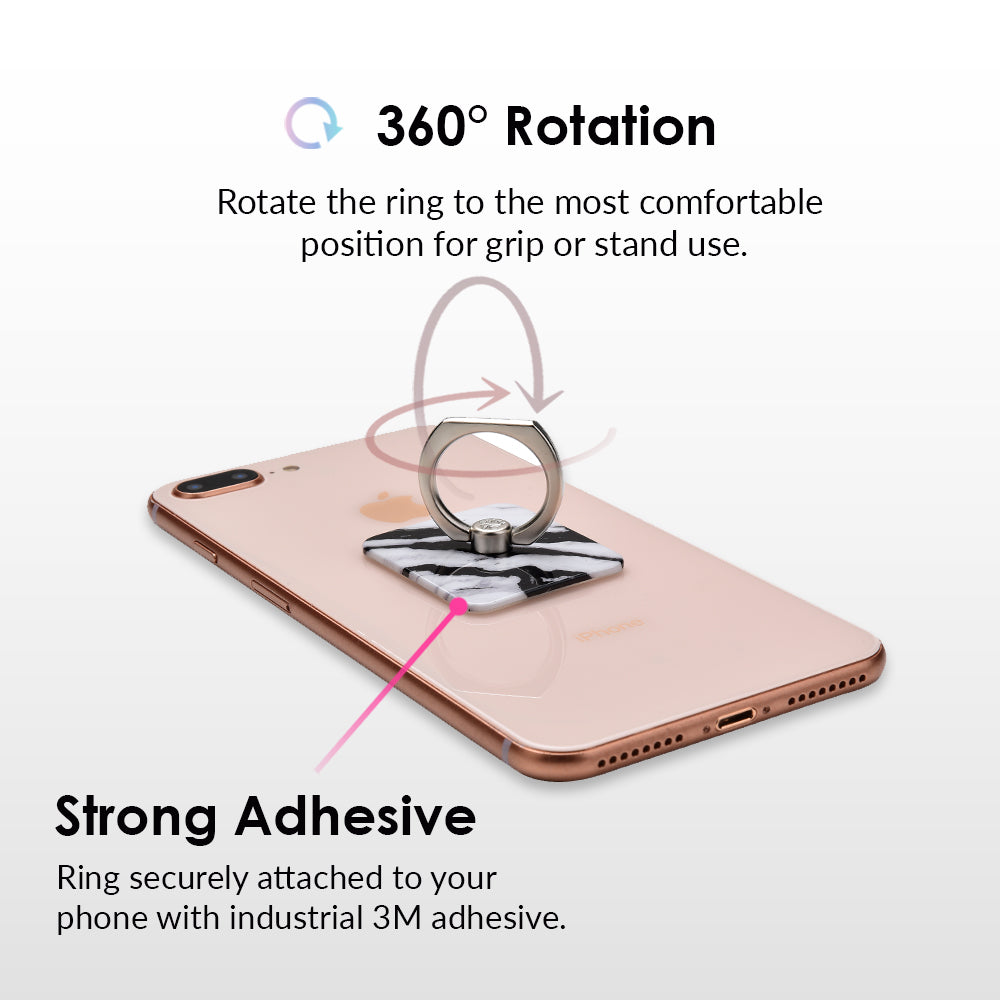 Panda Marble Phone Ring Holder - Elegant & Durable Grip Stand for Smartphones - Perfect for Selfies, Videos, and Hands-Free Use at Home, Office, or Travel
