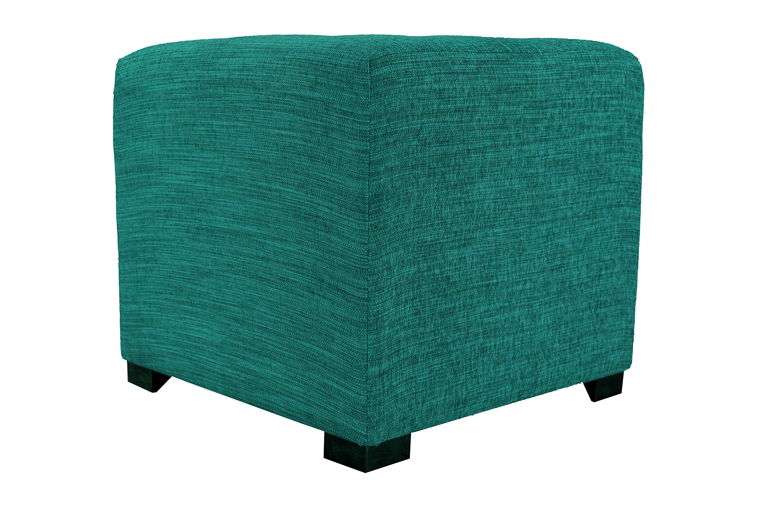 MJL Furniture Upholstered Square Ottoman with Storage - 17x19x19 Inch Cube Footrest Stool, Turquoise Blue - Perfect for Living Room, Bedroom & Home Decor