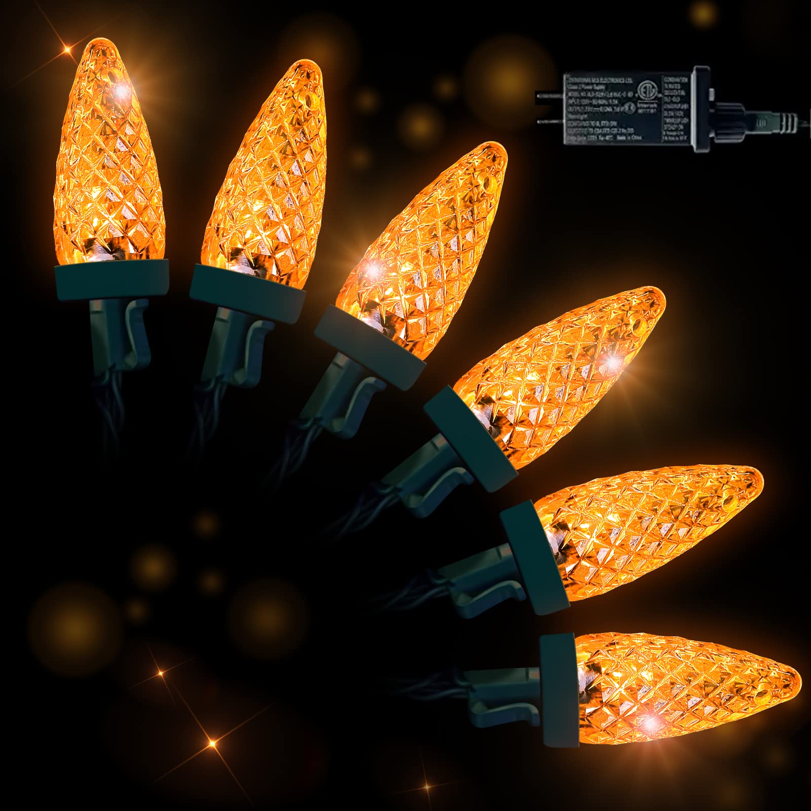 Anycosy 32.8 FT 100 LED C6 String Lights with Timer - Waterproof Connectable Outdoor Christmas Lights for Party, Wedding, Garden, Patio & Home Decor (Orange) - 8 Lighting Modes for Holiday & Special Events