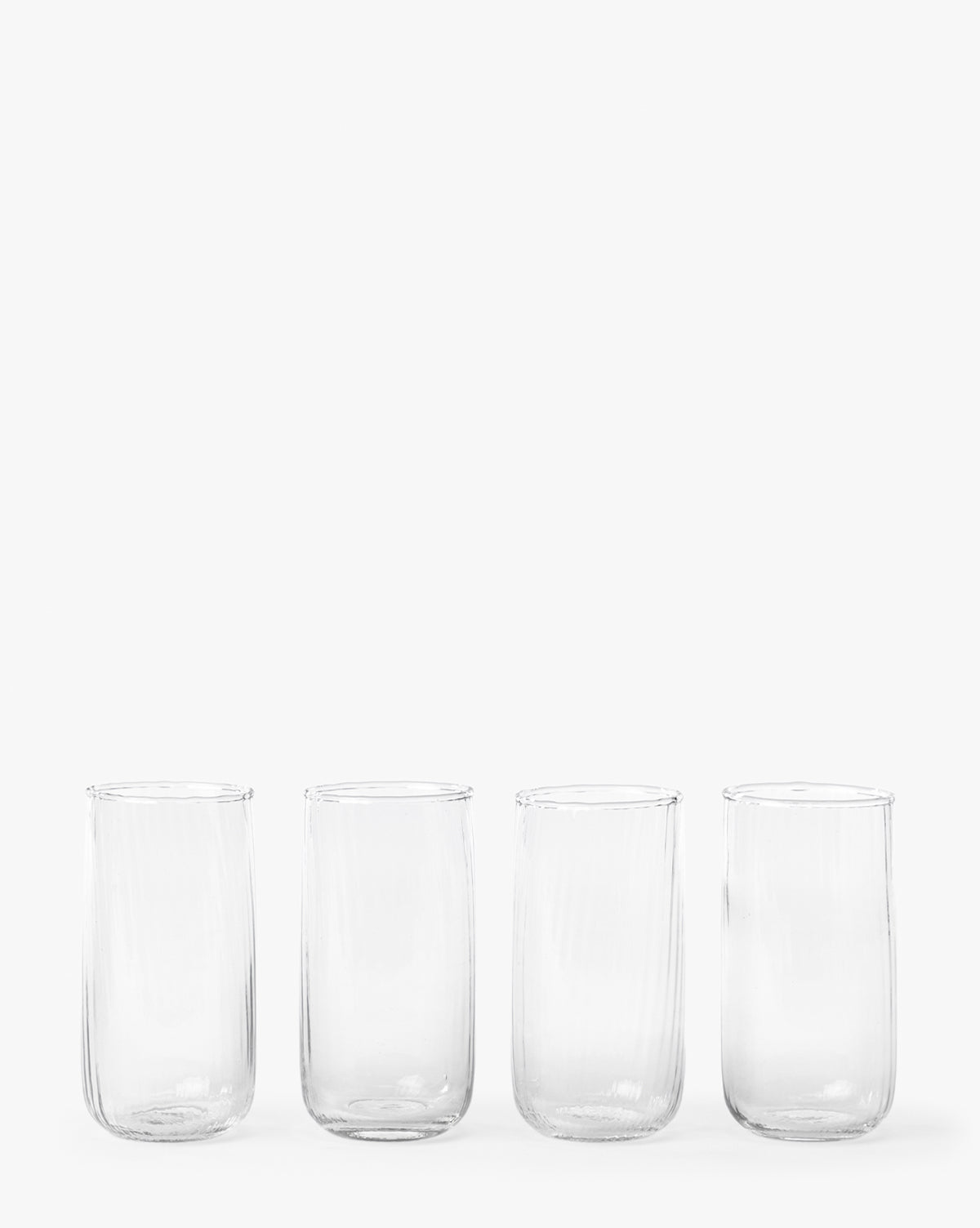 Premium Ribbed Tall Drinking Glasses Set of 4 - 16oz Clear Glass Cups for Iced Coffee, Smoothies & Cocktails - Elegant Barware for Home, Restaurant & Party Use