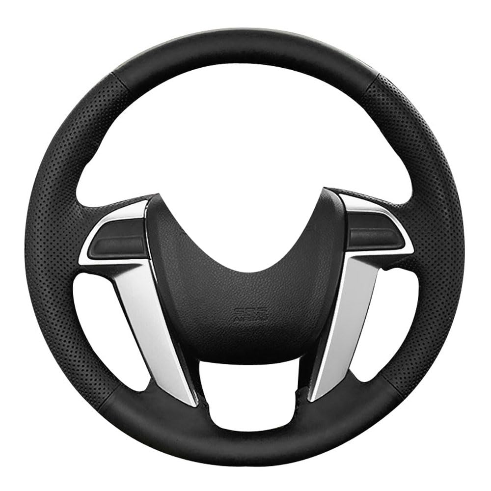 Premium DIY Stitch Genuine Leather Steering Wheel Cover - Fits Honda Accord 2008-2012, Odyssey 2011-2017 & Pilot 2009-2015 - 15 Inch Black Thread Interior Upgrade for Enhanced Grip & Comfort While Driving