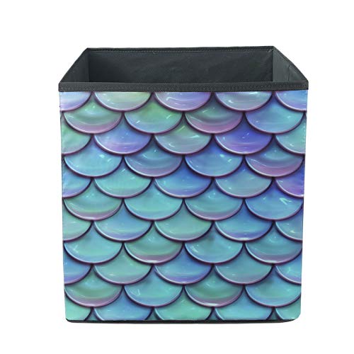 Blue Mermaid Printed Foldable Stackable Toy Chest - Durable Kids Storage Basket for Playroom, Closet & Home Organization | Perfect for Toys, Books & Room Decor