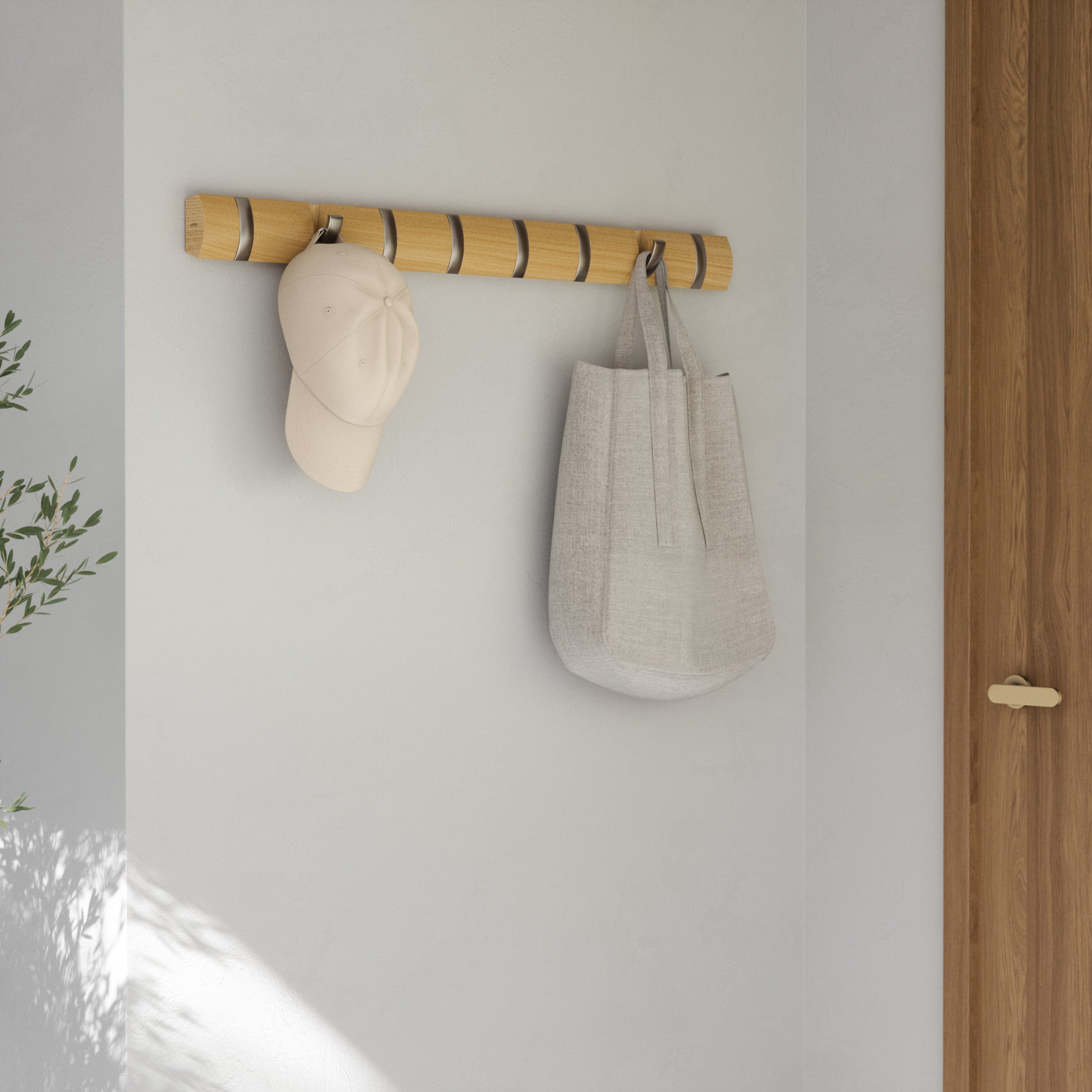 Flip 8 Wall Hook - Heavy Duty Wall Mount Hooks for Hanging Coats, Hats & Bags - Space Saving Home Organization Solution for Entryway, Bedroom & Closet