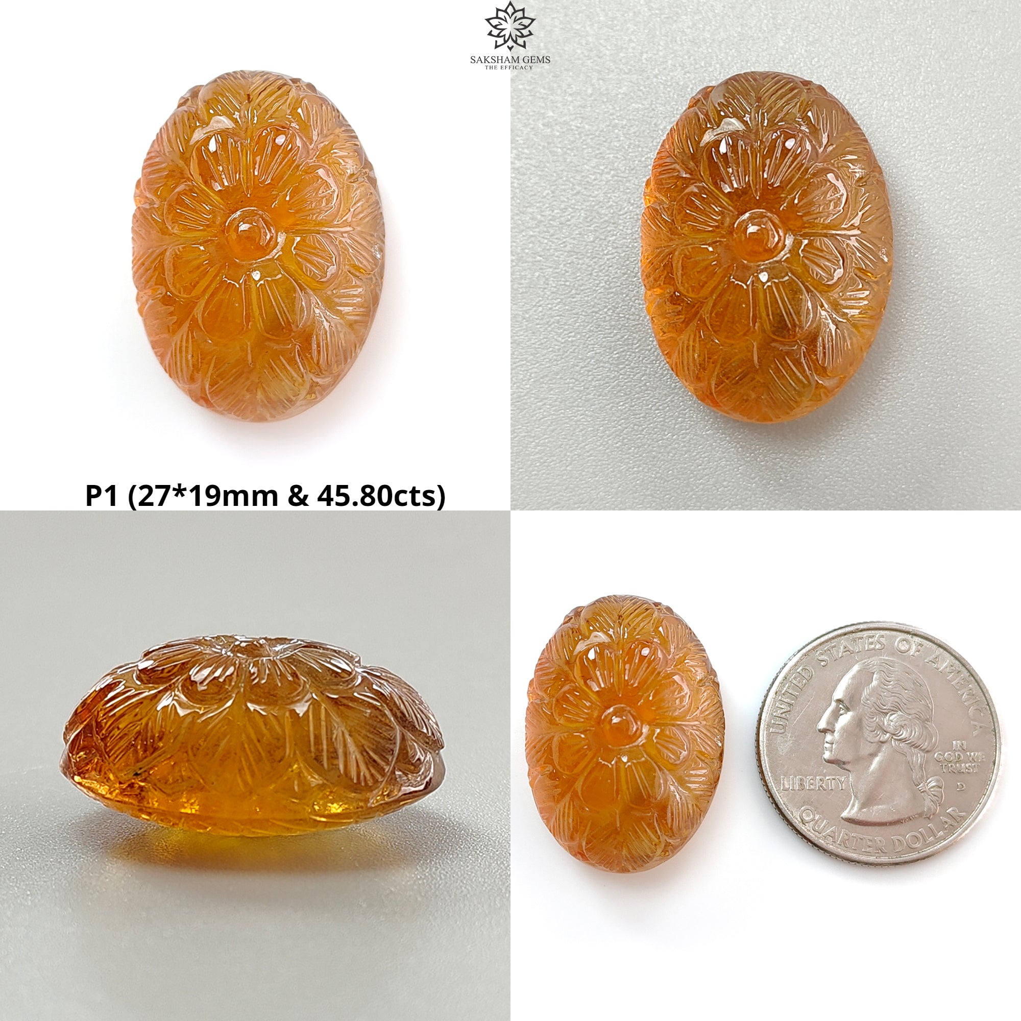 Natural Citrine & Amethyst Quartz Gemstone Carving - Untreated Handcrafted Oval Shape for Jewelry Making, Healing Crystals & Spiritual Decor | Perfect for Necklaces, Rings & Home Altars