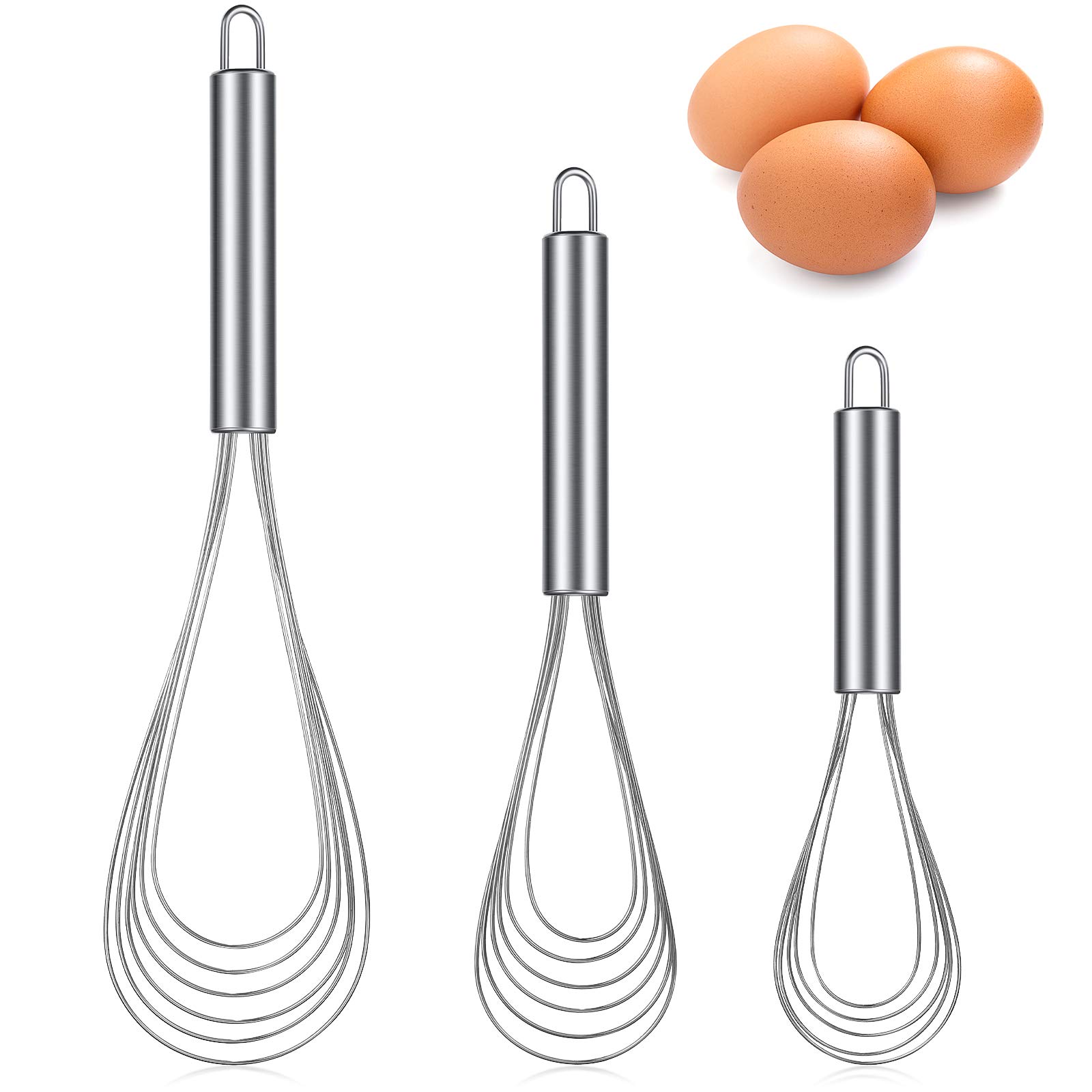 Patelai 3-Piece Stainless Steel Flat Whisk Set - 8