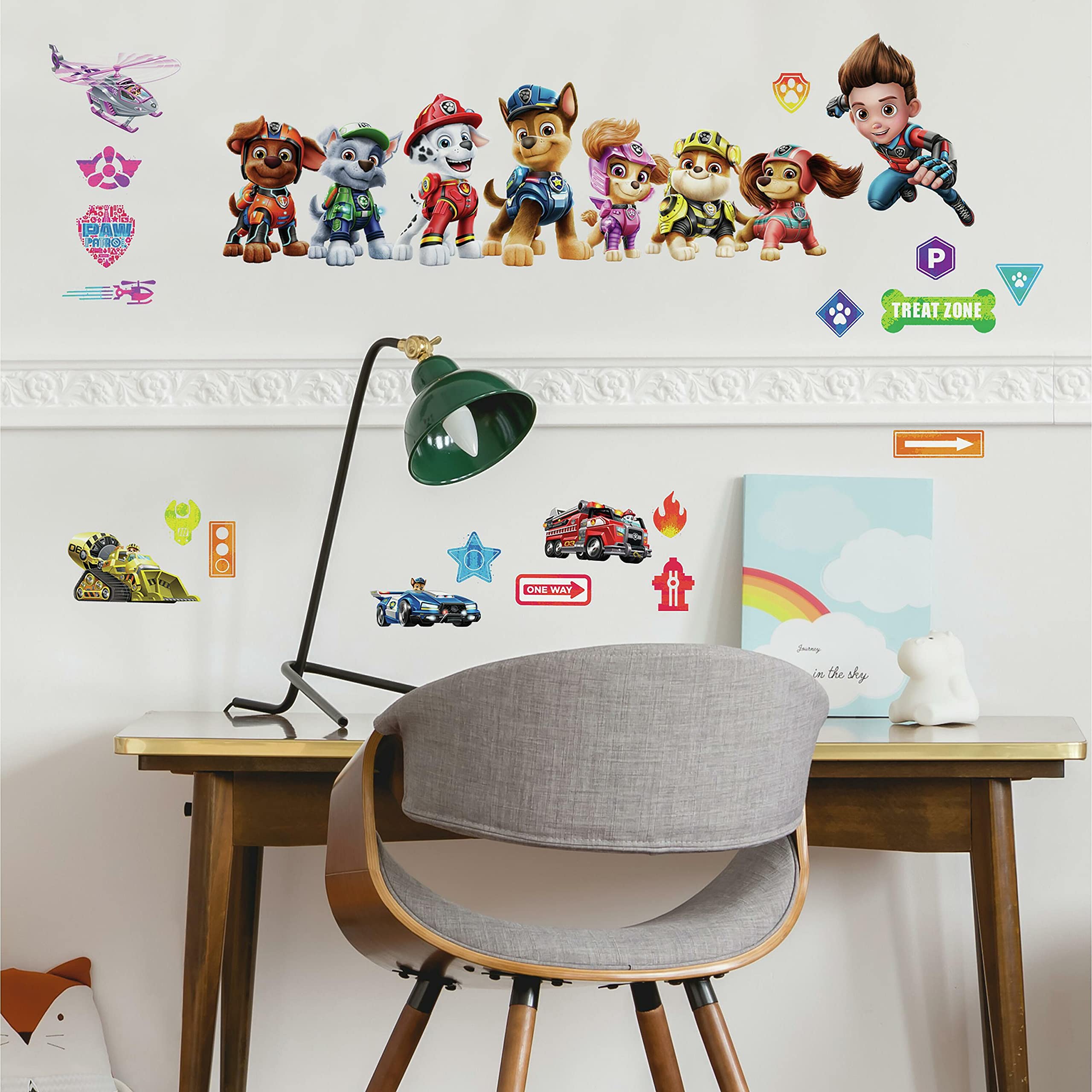 Paw Patrol Movie Peel and Stick Wall Decals - Removable Kids Room Decor Stickers for Bedroom, Nursery & Playroom - Easy to Apply & Remove Wall Art for Boys & Girls