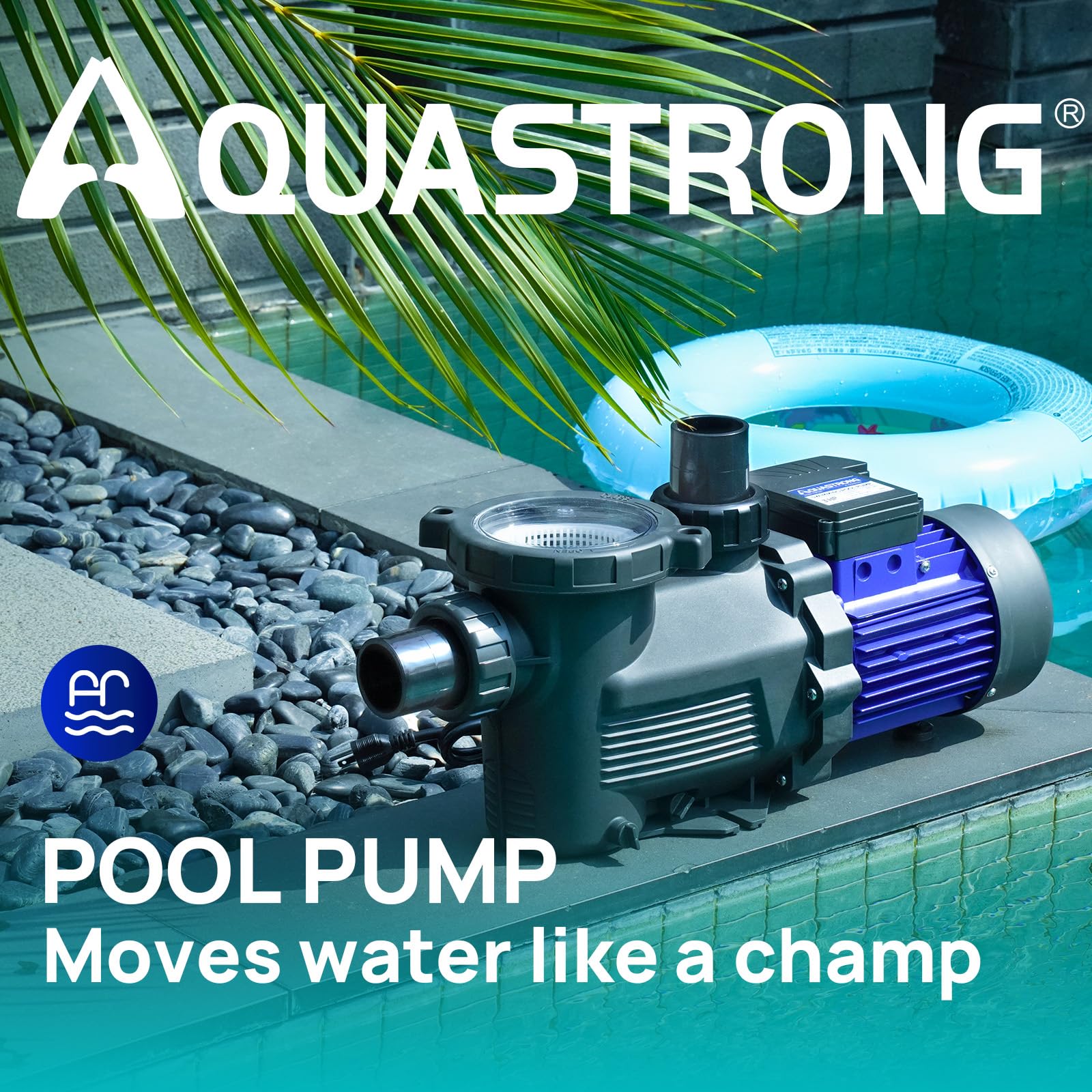 **AQUASTRONG High Flow In-Ground & Above Ground Pool Pump – 3HP, 9350 GPH, 220V, Single Speed – Perfect for Large Pools, Spas, and Water Features**