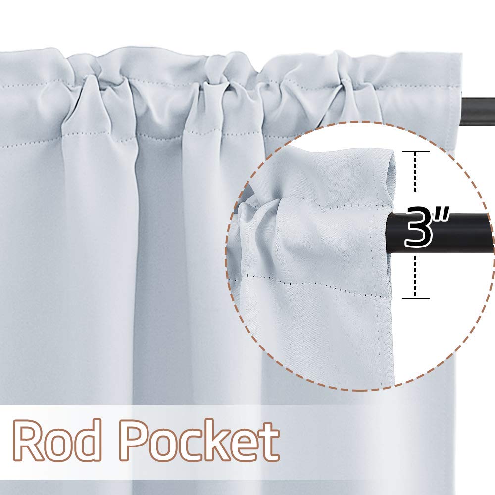 NICETOWN Blackout Bathroom Curtains - 2 Pack Greyish White Privacy Room Darkening Short Curtains (34x24 Inches) with Rod Pocket for Small Windows - Perfect for Kitchen, Living Room, Nursery & Home Decor