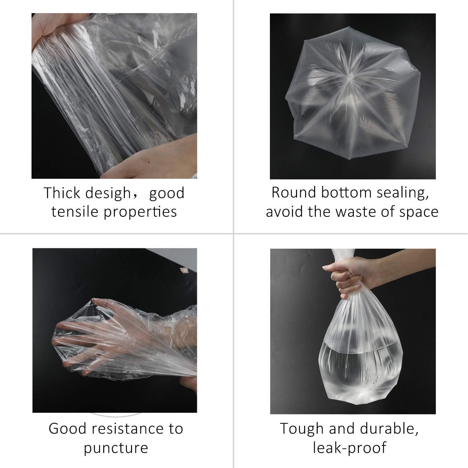 8 Gallon Clear Trash Bags - 110 Count Medium Garbage Bags for Kitchen, Bathroom & Office Waste Disposal | Durable & Leak-Proof