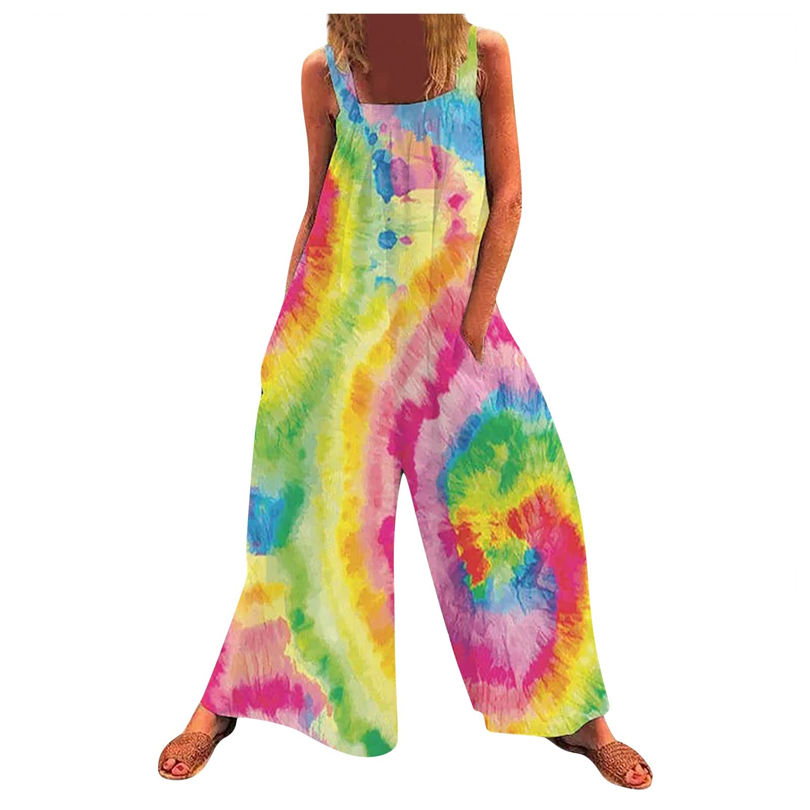 Sukilimiy Women's Plus Size Wide Leg Jumpsuit - Sleeveless Crew Neck Bodysuit with Cut Out Side Design | Casual Summer Romper for Beach, Party & Everyday Wear