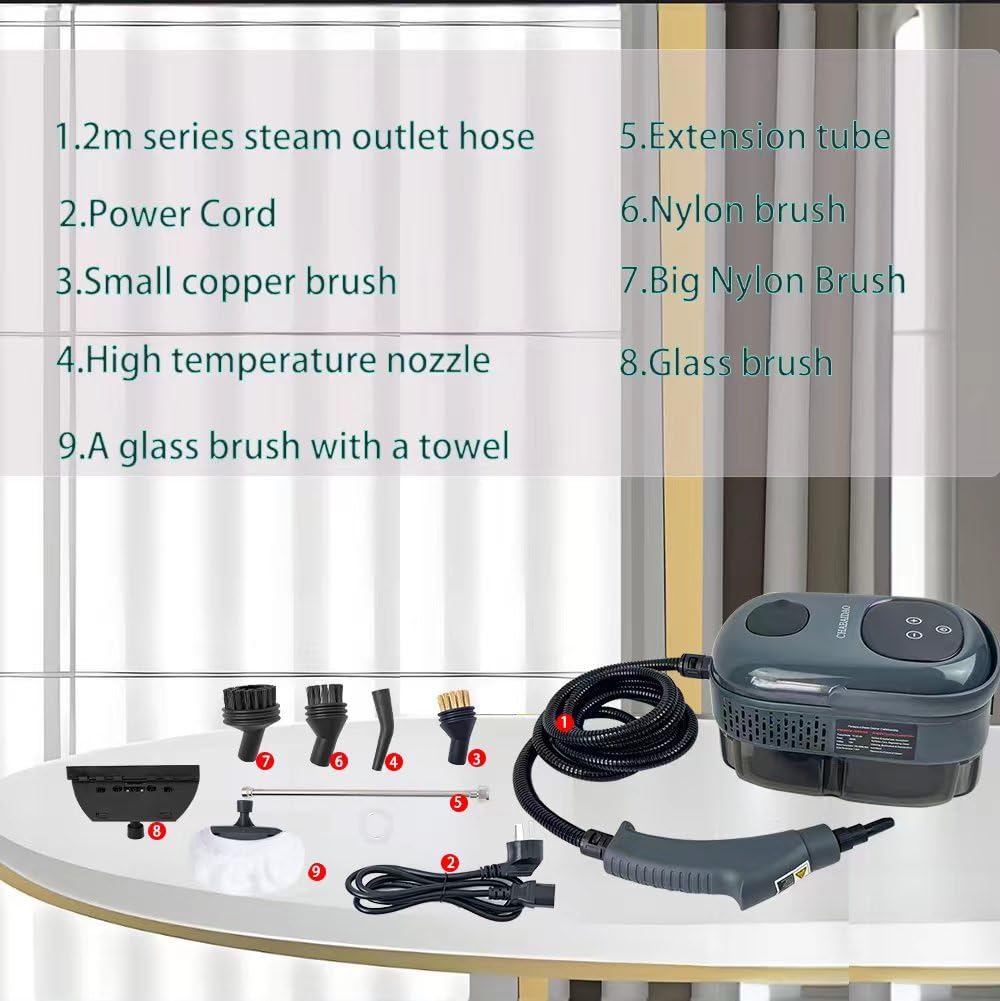 6-Speed Adjustable Handheld Steam Cleaner - 15-Second Fast Heating Portable Steam Jet Cleaner for Furniture, Carpet, Car Interior, Kitchen & Bathroom - Perfect for Deep Cleaning, Sanitizing & Home Maintenance