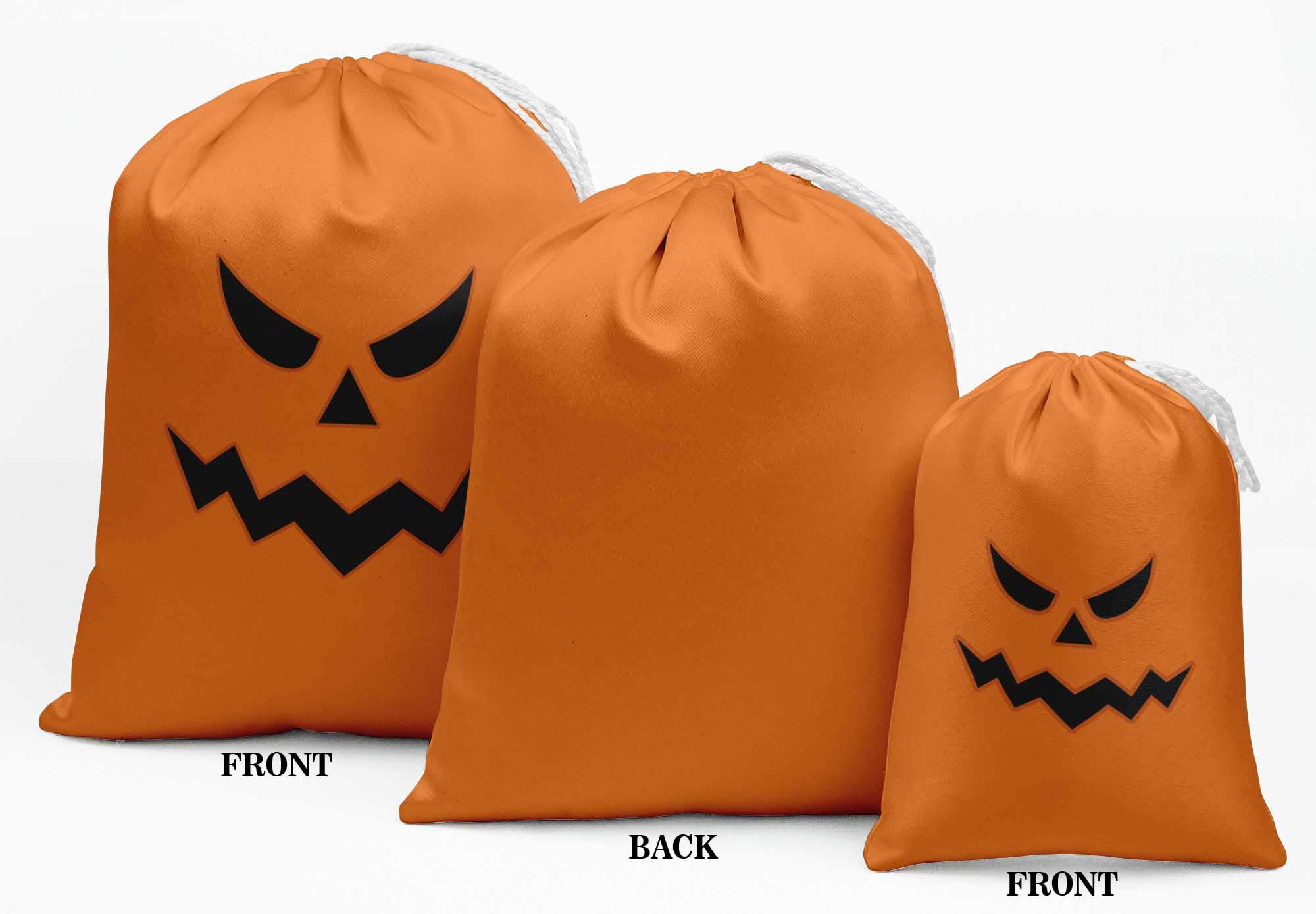 15pcs Orange Carved Angry Face Halloween Party Favor Bags - Candy Treat Pouches for Trick or Treat, Halloween Decorations & Party Supplies