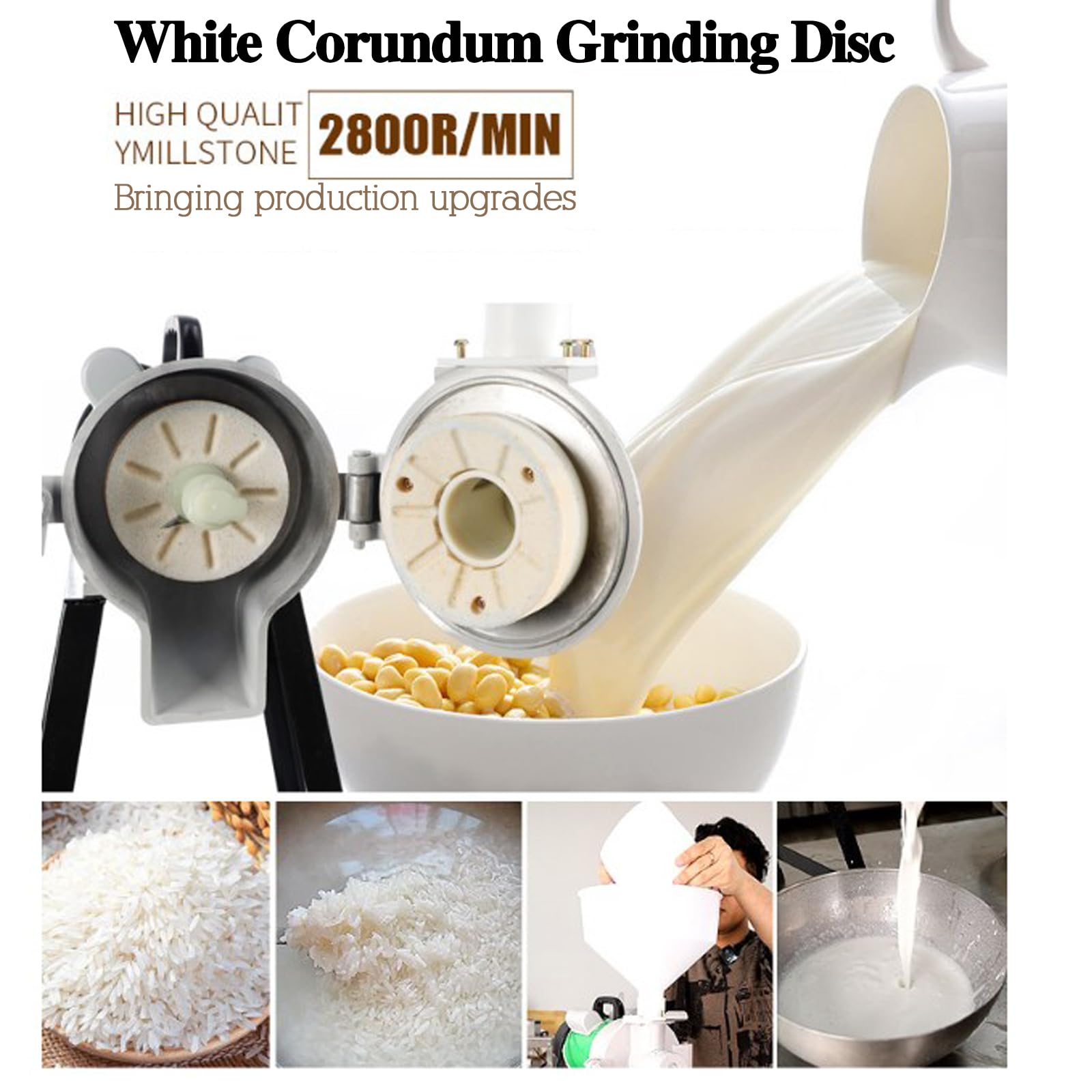2200W Commercial Electric Grain Mill Grinder for Corn, Wheat & Cereals - 110V Flour Mill Machine with Funnel for Home & Bakery Use (Wet & Dry Grinding) - Perfect for Bread Making, Animal Feed & Healthy Flour Production