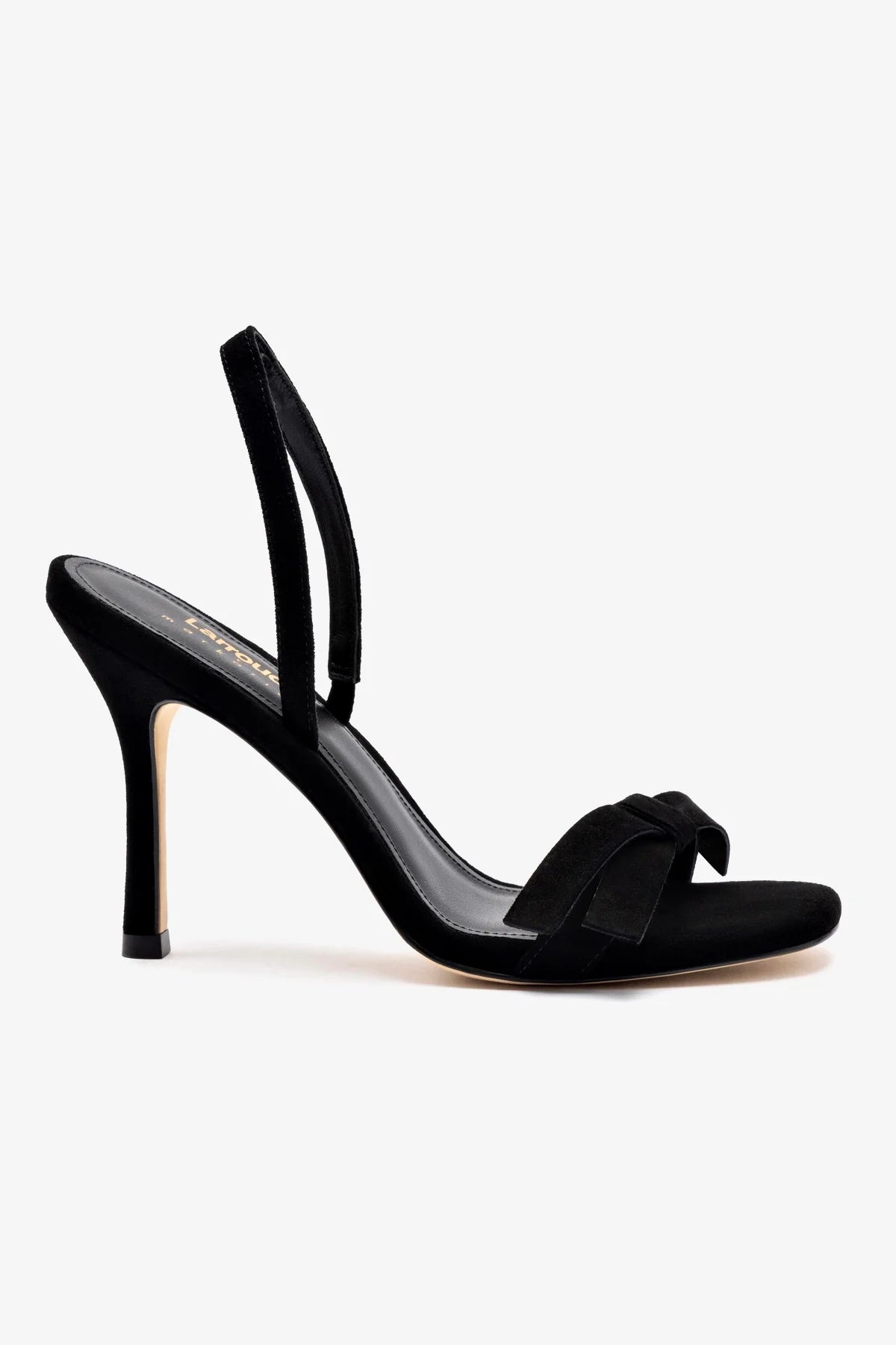 Larroudé x Markarian Black Suede Sandals for Women - Elegant & Comfortable Summer Shoes for Weddings, Parties & Beach Outings