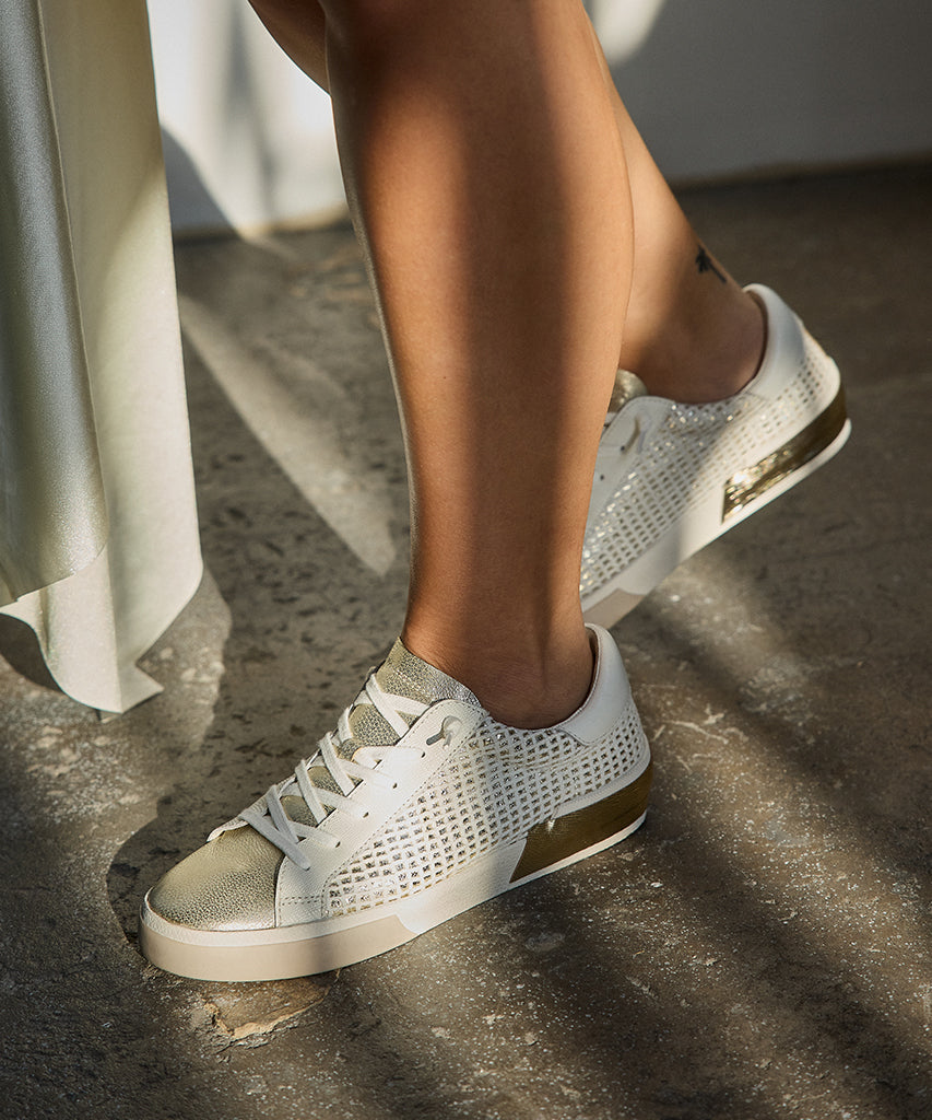 ZINA SNEAKERS BONE GOLD WOVEN - Stylish & Comfortable Women's Casual Shoes for Walking, Running & Everyday Wear | Perfect for Work, Travel & Outdoor Activities