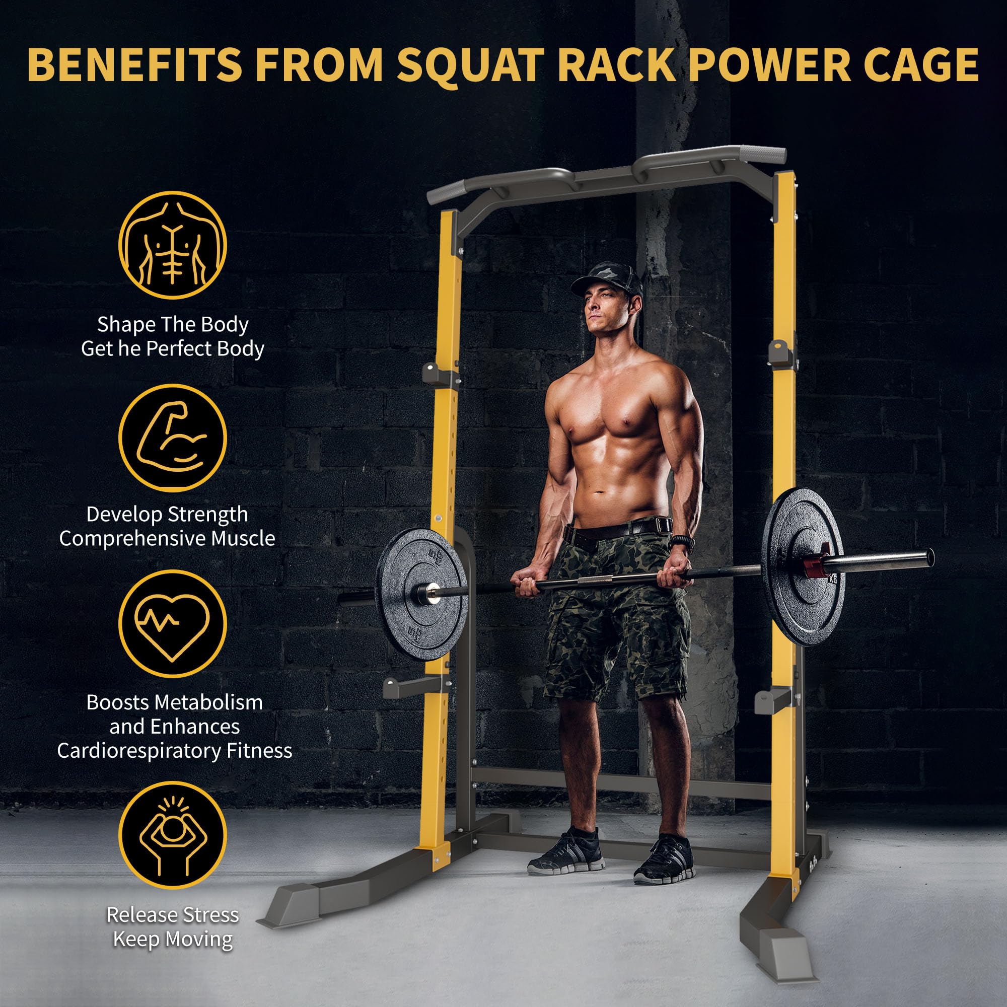 ZENOVA Power Rack - Heavy Duty 800LBS Capacity Squat Rack with Pull Up Bar for Home Gym, Weightlifting & Strength Training - Perfect for Garage Workouts & CrossFit Training
