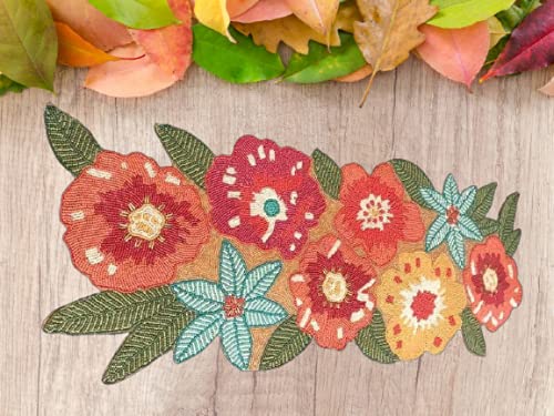 Handmade Beaded Dining Set - 5 Piece Table Runner & 4 Placemats - Boho Kitchen Decor for Farmhouse, Rustic & Modern Dining Rooms - Perfect for Dinner Parties, Holiday Gatherings & Home Styling
