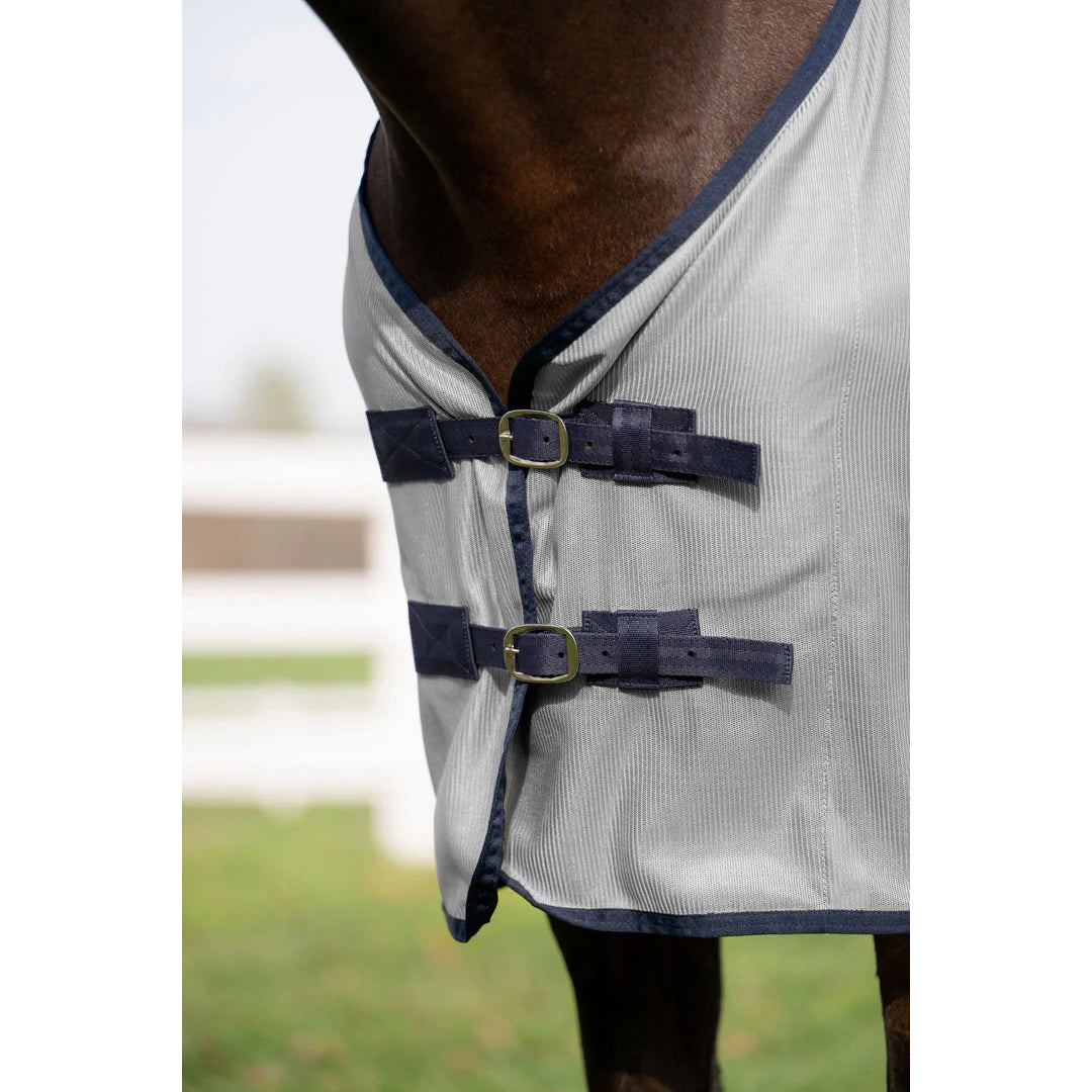 Miller's Fly Sheet - Gray with Royal Trim - Lightweight Horse Blanket for Summer & Outdoor Riding