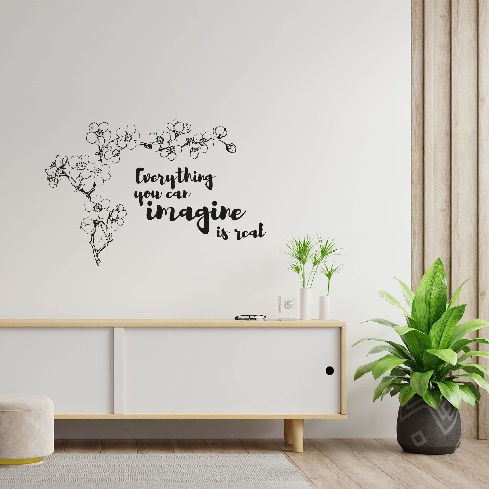 Cherry Blossom Wall Decal - Japanese Sakura Flower Vinyl Sticker Art for Kids Room, Nursery, Bedroom Decor (22x30 inch) - Perfect for Spring Home Decoration, Girls' Room Makeover & Asian-Themed Interior Design