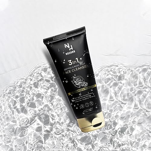 Nashhh 3-in-1 Coffee & Rose Facial Cleanser - Daily Face Wash for Blemish-Prone & Acne Skin | Gentle Exfoliating & Hydrating Formula for Morning & Night Skincare Routine