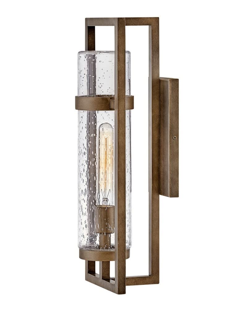 Outdoor Wall Mount Lantern with 1 Light Medium Size - Burnished Bronze Finish - Perfect for Porch, Patio, Garden & Entryway Lighting - Model 81-Bel-4530479