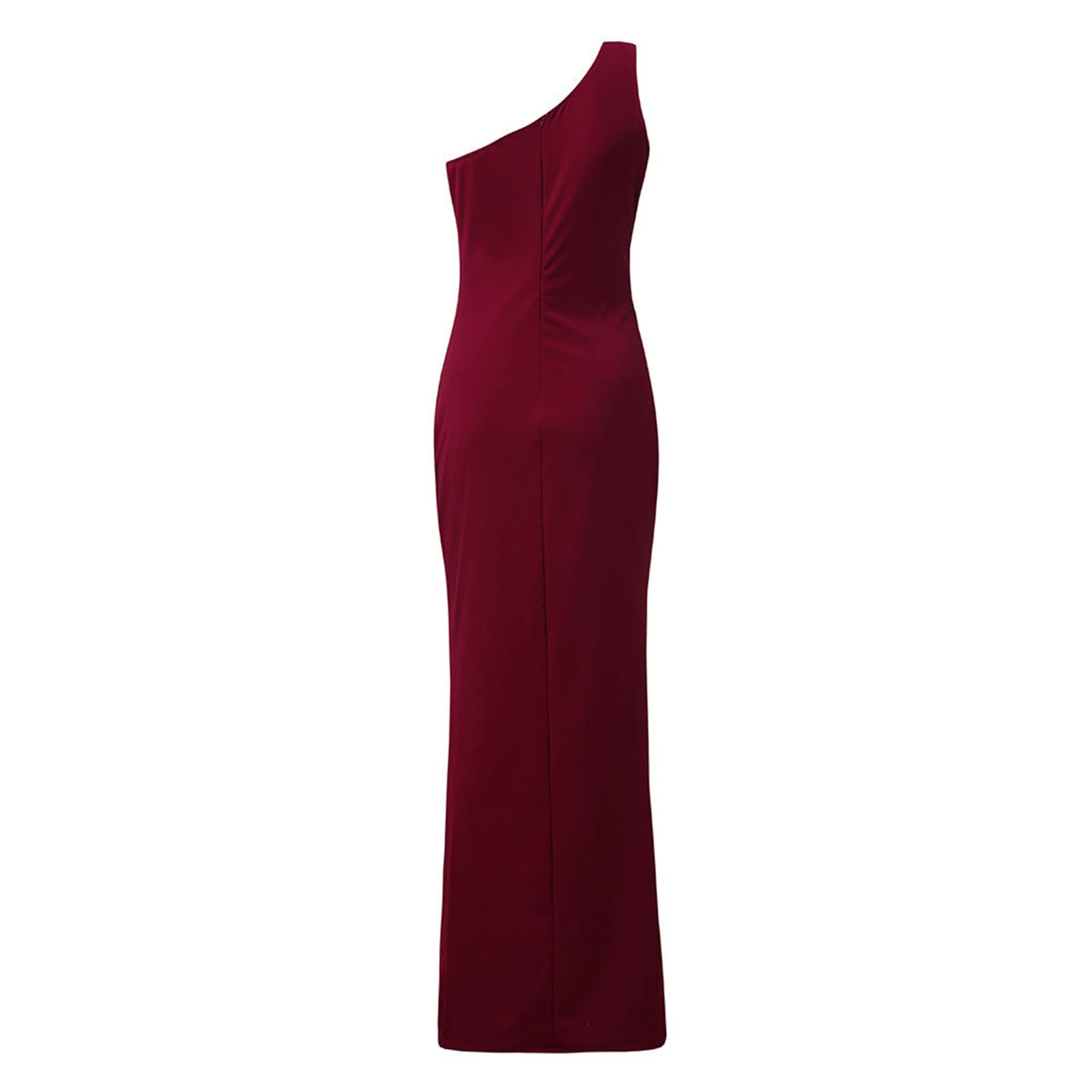 Elegant Off Shoulder Women's Formal Dress with Front Slit & Ruffle Detail - Sexy Slim Fit Maxi Dress for Wedding Guest, Evening Cocktail Party & Special Occasions