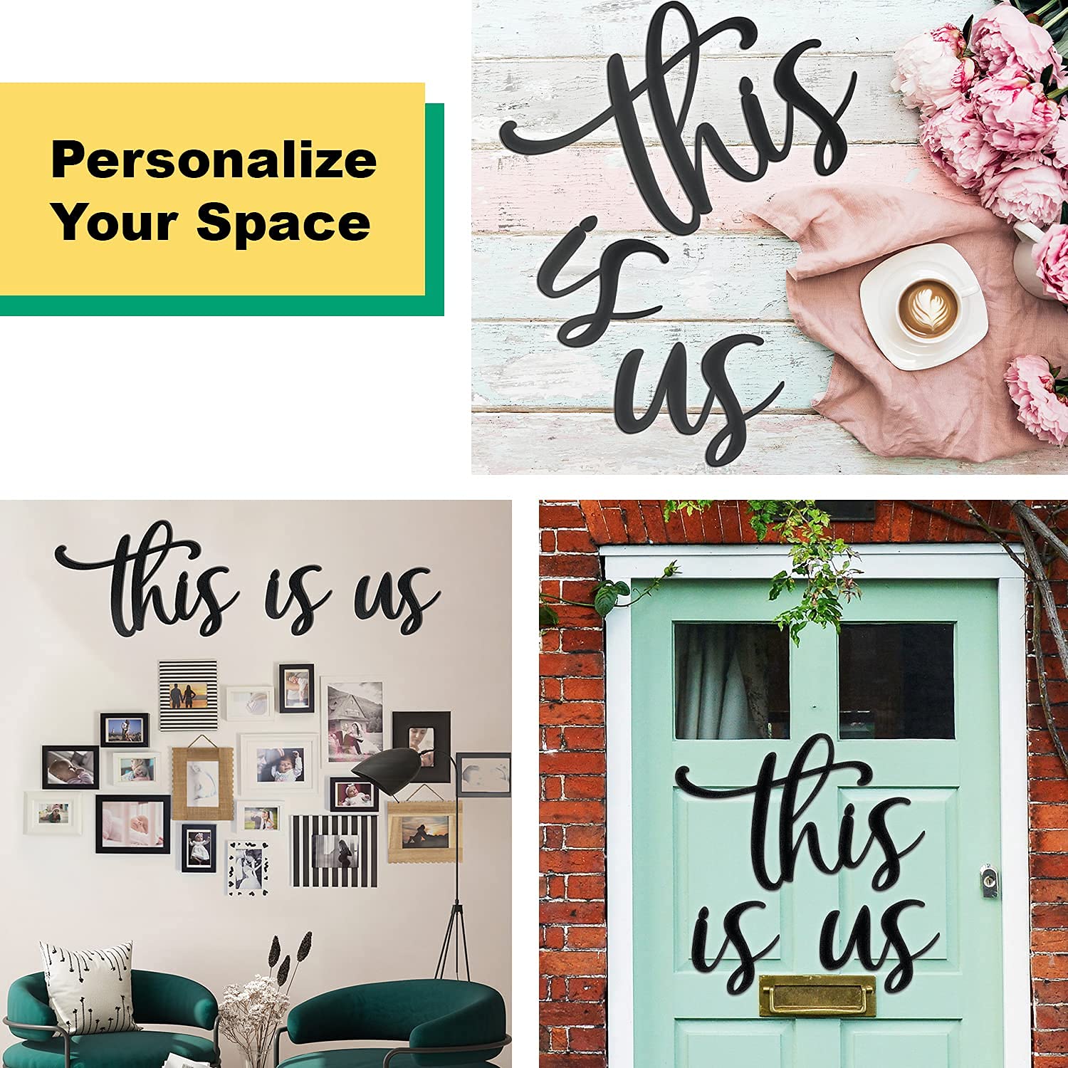 This Is Us Metal Wall Decor - 11”x39” Large Black Home Sign for Living Room & Bedroom | Rustic Room Decor, Housewarming Gift, Family Wall Art