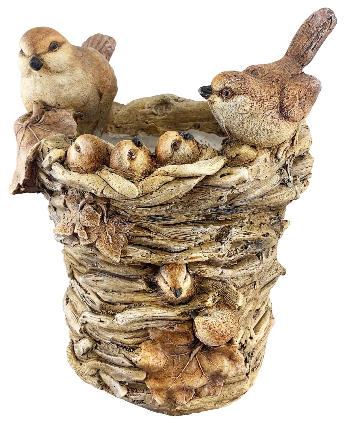 Red Carpet Studios 3D Animal Planter for Indoor & Outdoor Use - Medium Wood Bird Family - Perfect for Garden Decor, Patio, and Home Décor