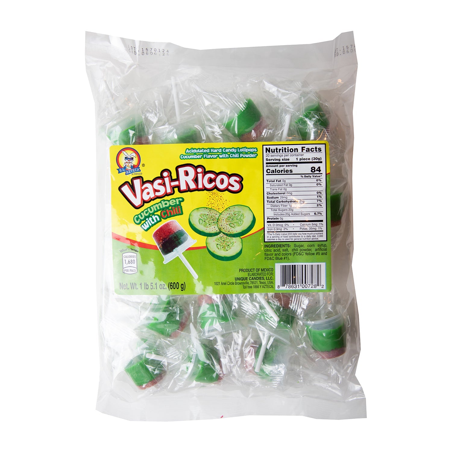 Azteca Vasi Rico Cucumber Slices | 20 Count Resealable Bag | Perfect for Salads, Snacks & Cocktail Garnishes